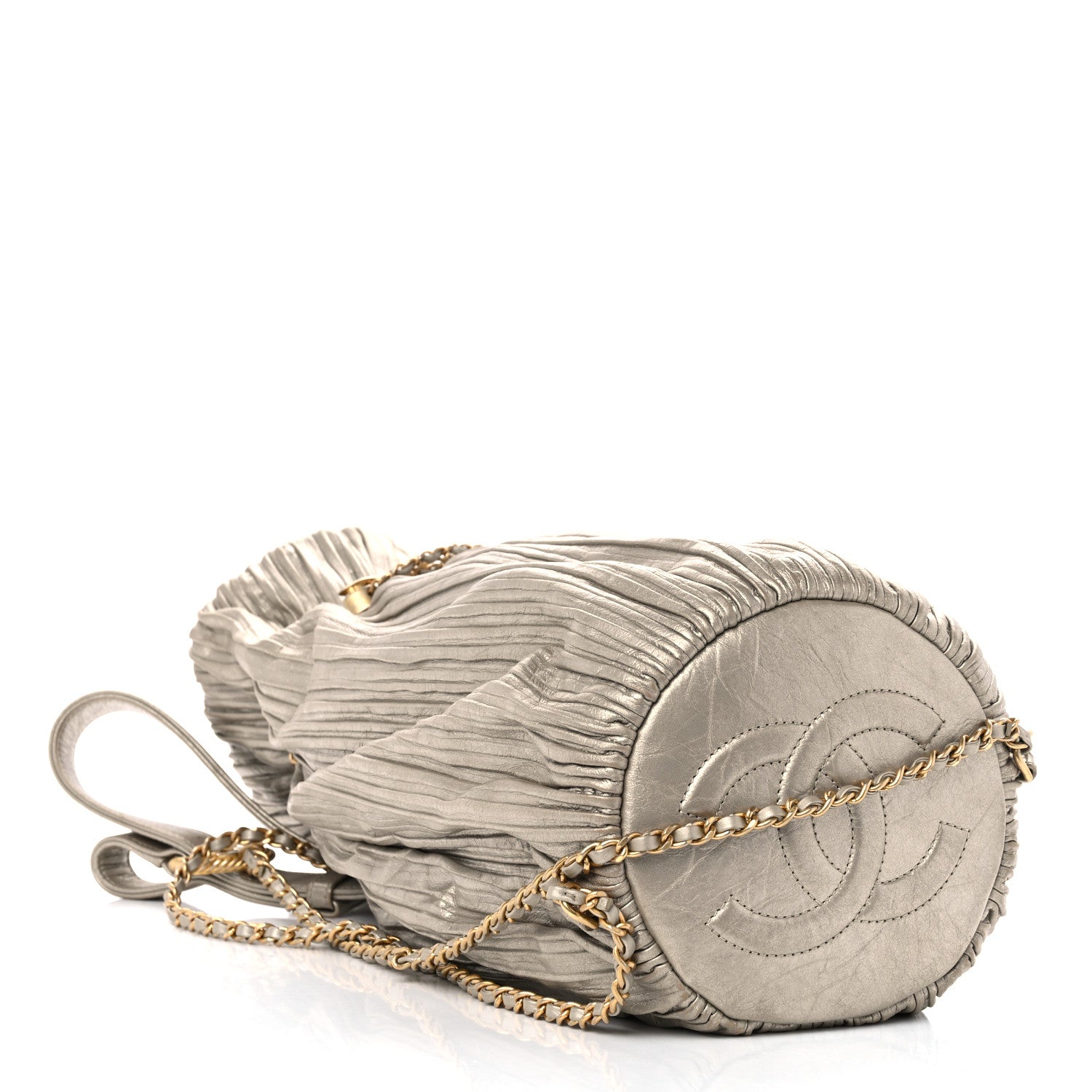 Chanel Iridescent Crumpled Calfskin Small Coco Pleats Backpack Gold 4 of 10