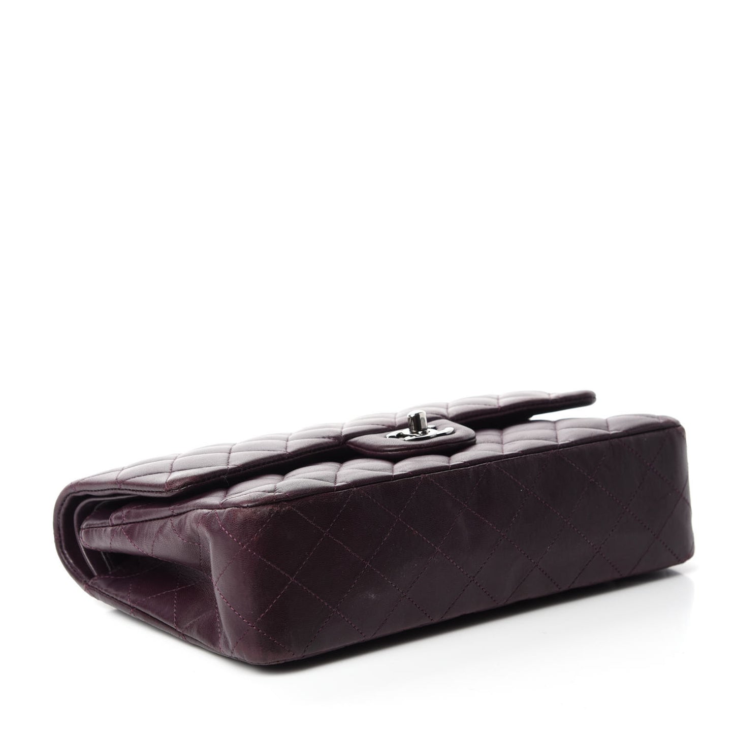 Lambskin Quilted Medium Double Flap Dark Purple