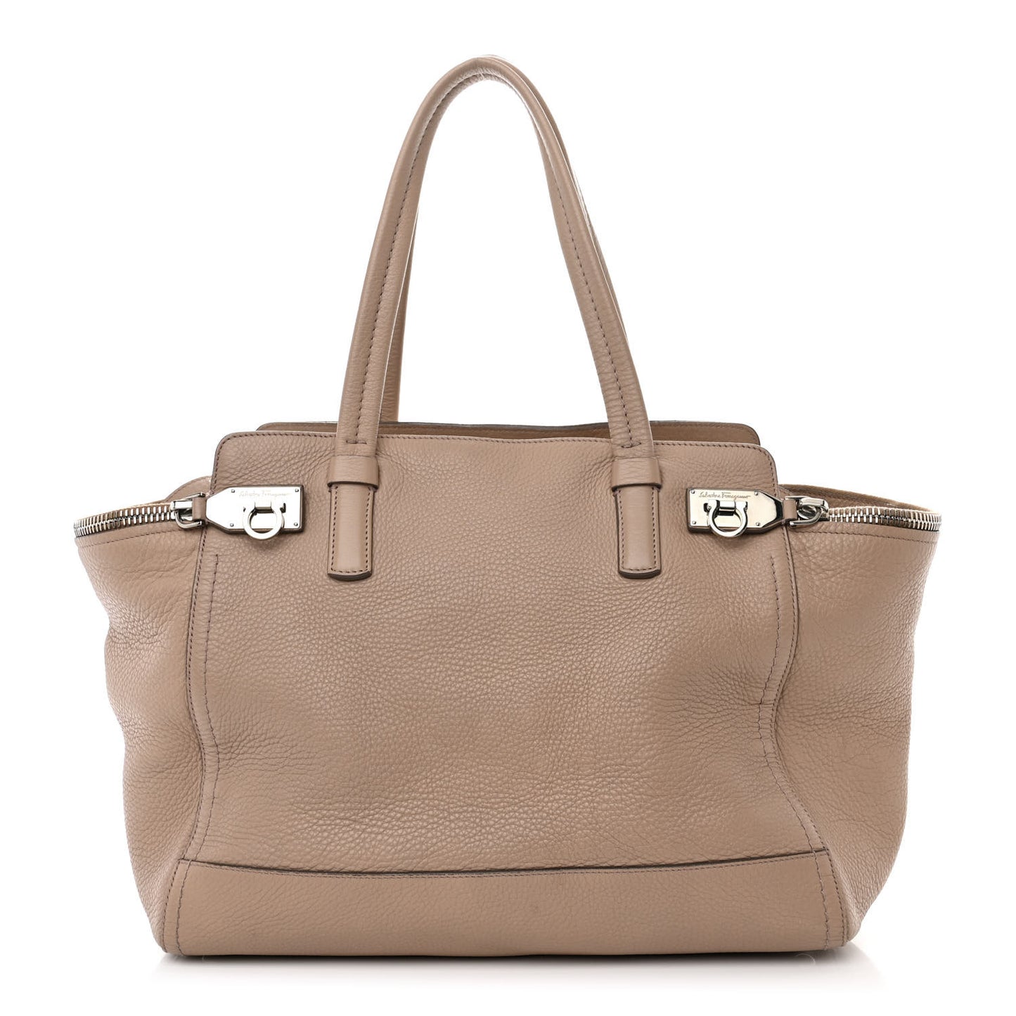 Calfskin Large Verve Double Zip Tote Beige