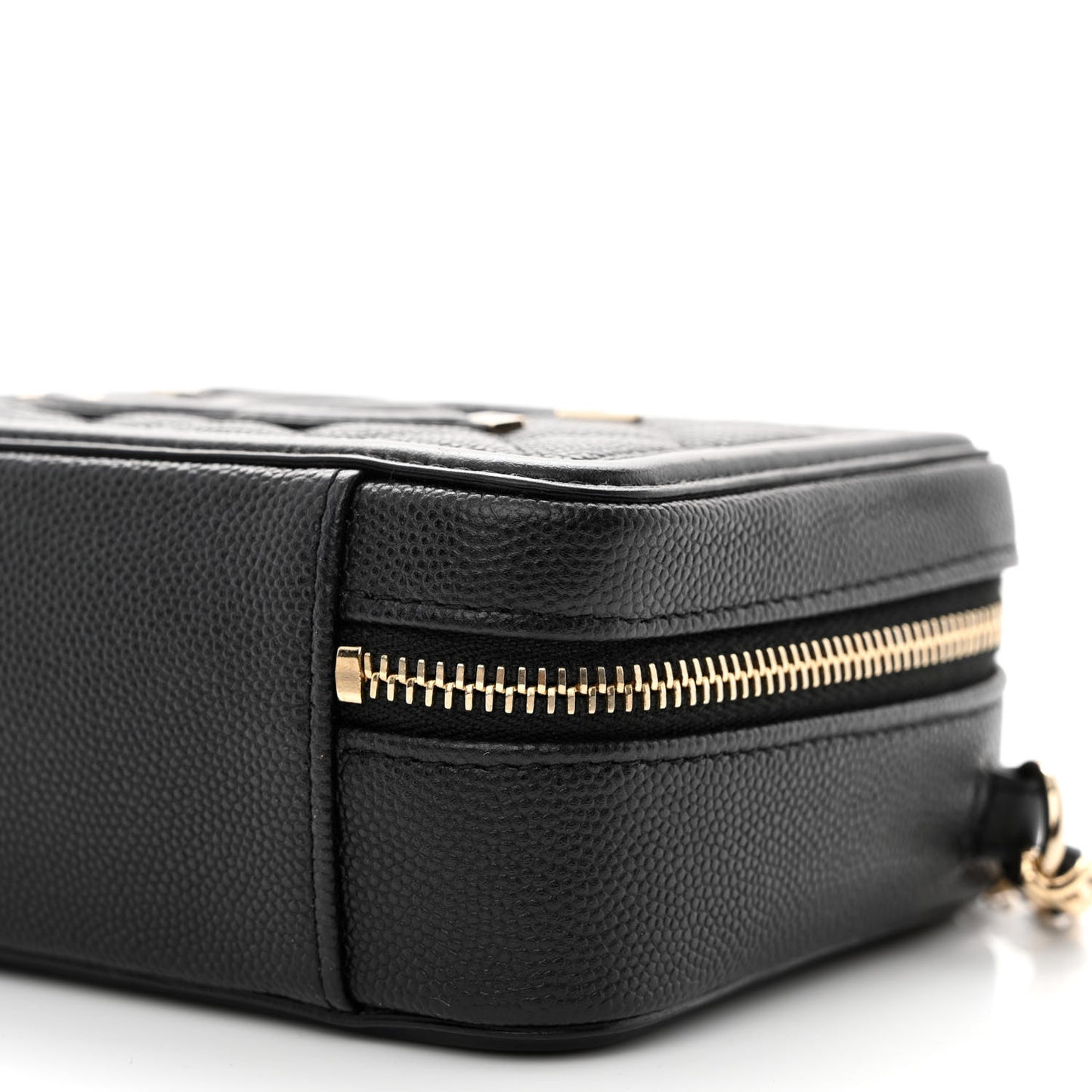Caviar Quilted CC Filigree Vanity Clutch With Chain Black