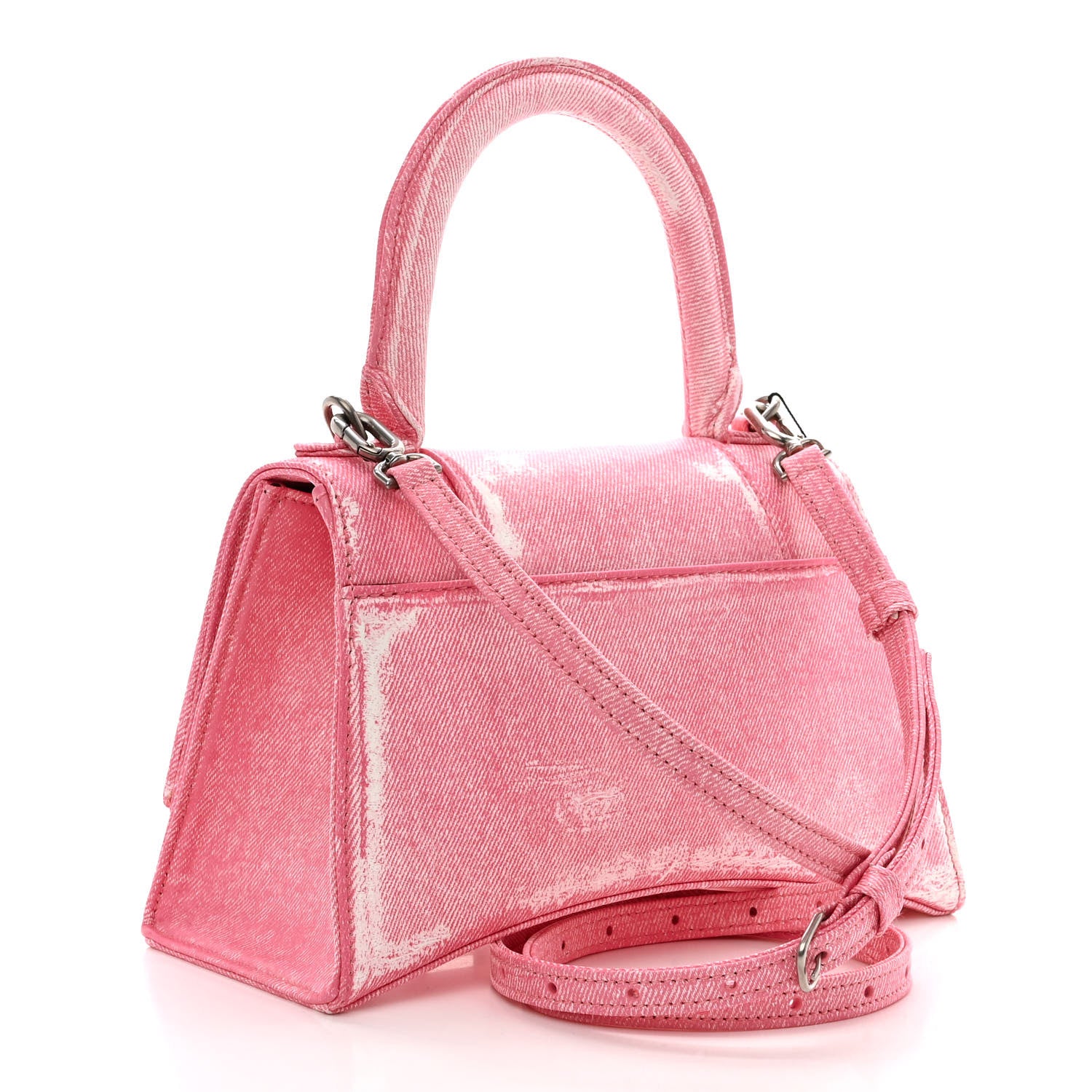 Balenciaga Nappa Denim Printed Small Hourglass Top Handle Bag Denim Pink 3 of 11
