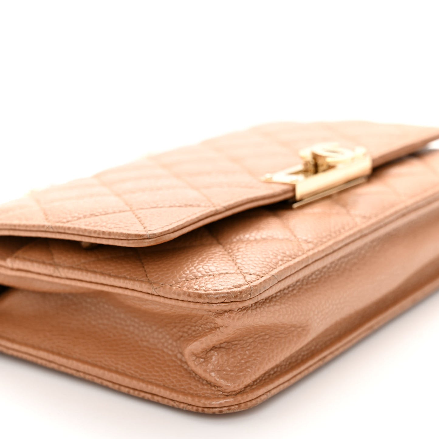 Caviar Quilted Golden Class Wallet On Chain WOC Beige