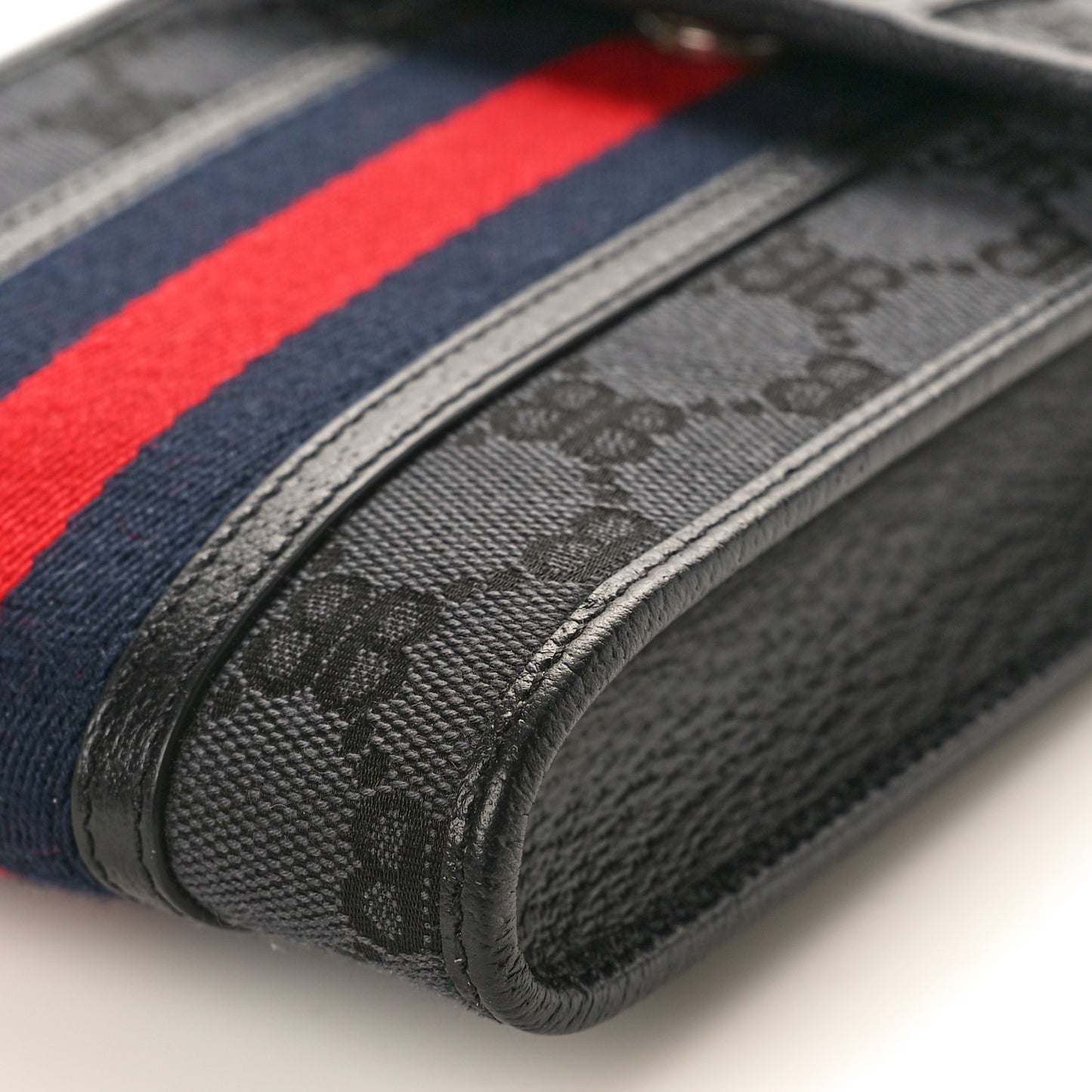 X BALENCIAGA BB Monogram Web Ophidia Phone Crossbody Bag Black