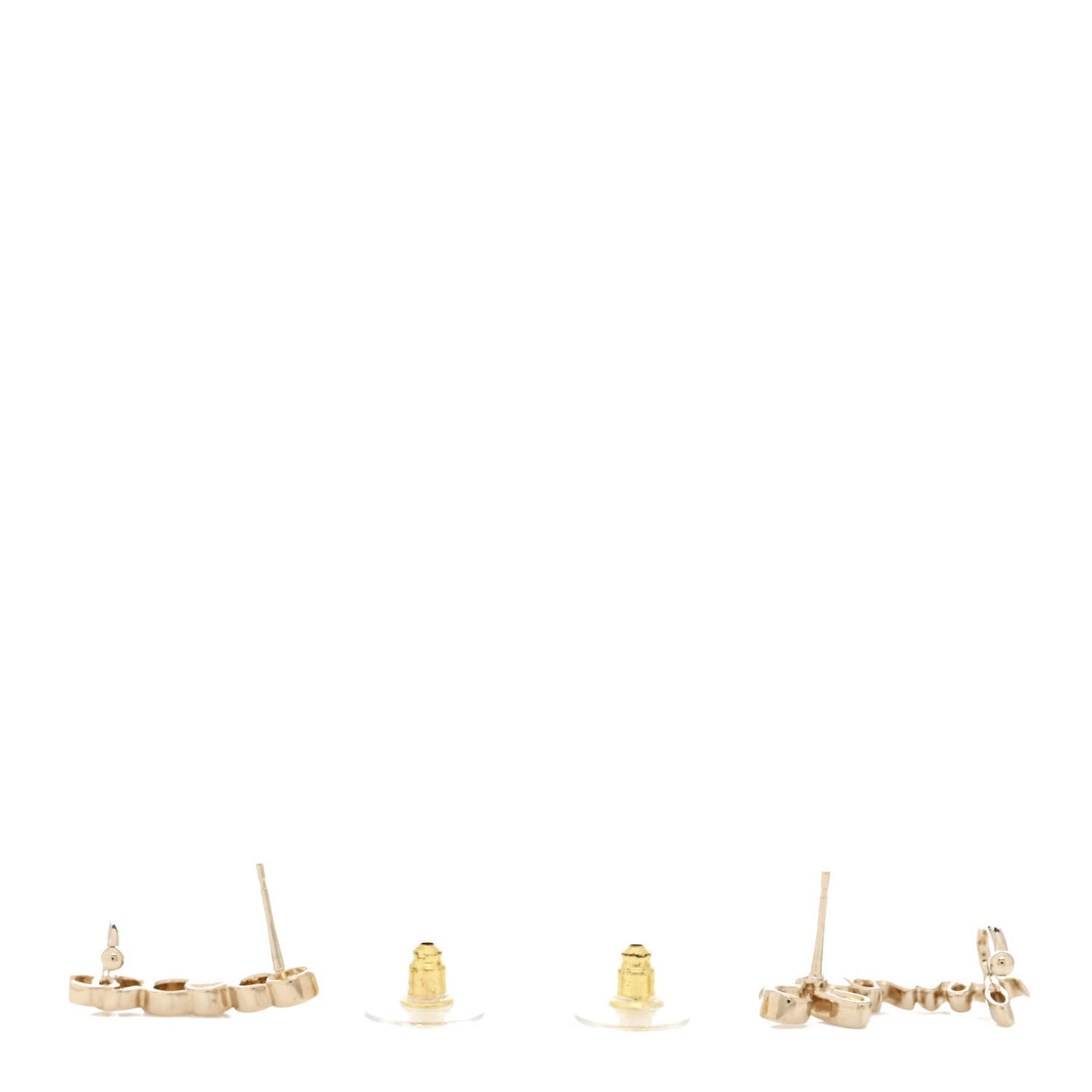 Metal Crystal Coco Script CC Climber Earrings Gold