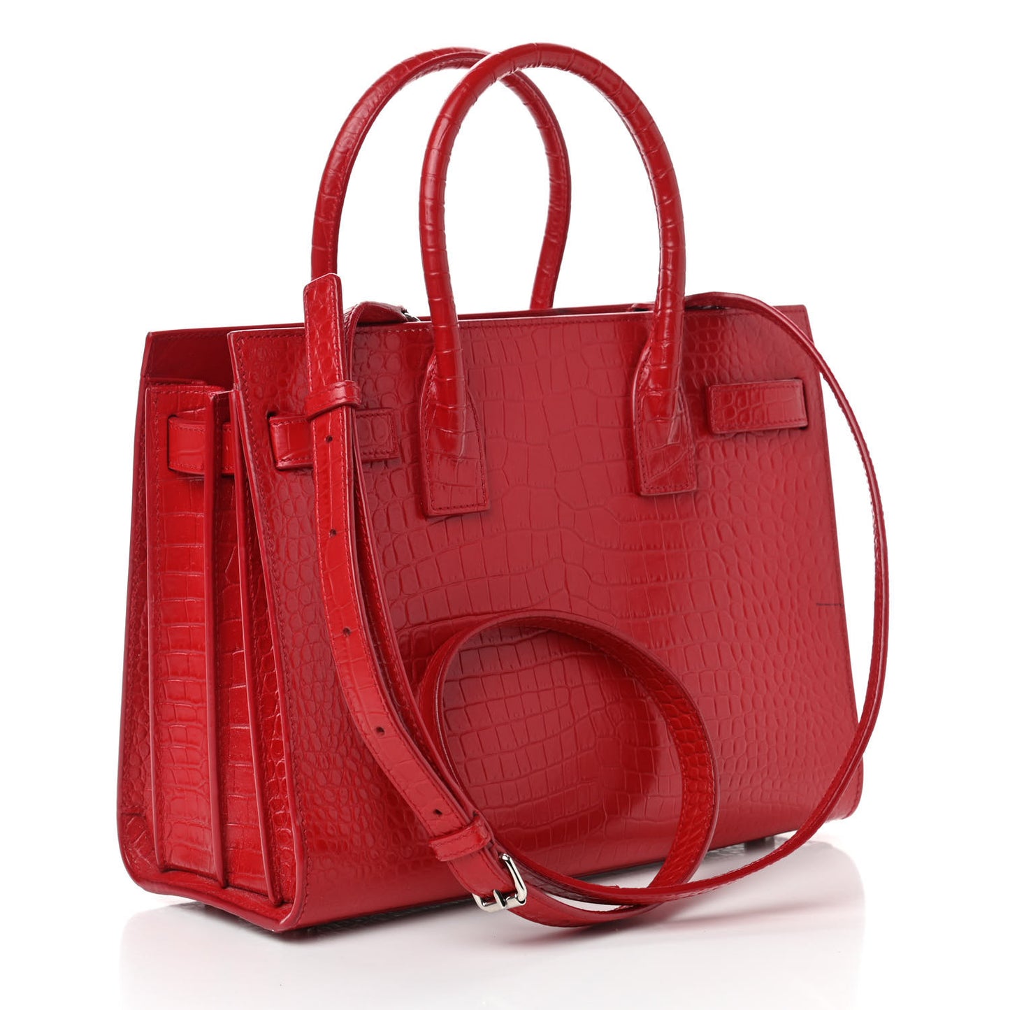 Calfskin Crocodile Embossed Baby Sac De Jour Red