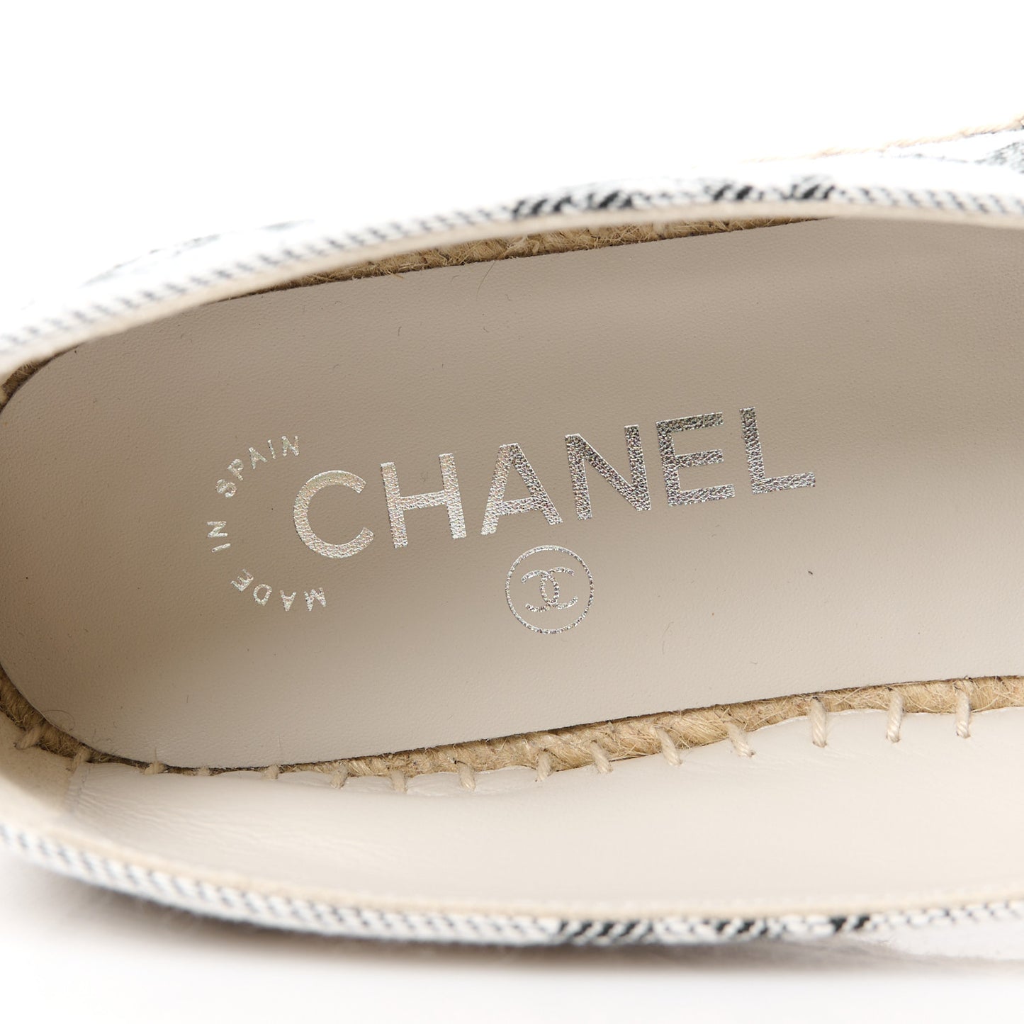 Cotton Jacquard Grosgrain CC Print Espadrilles 40 Grey Black