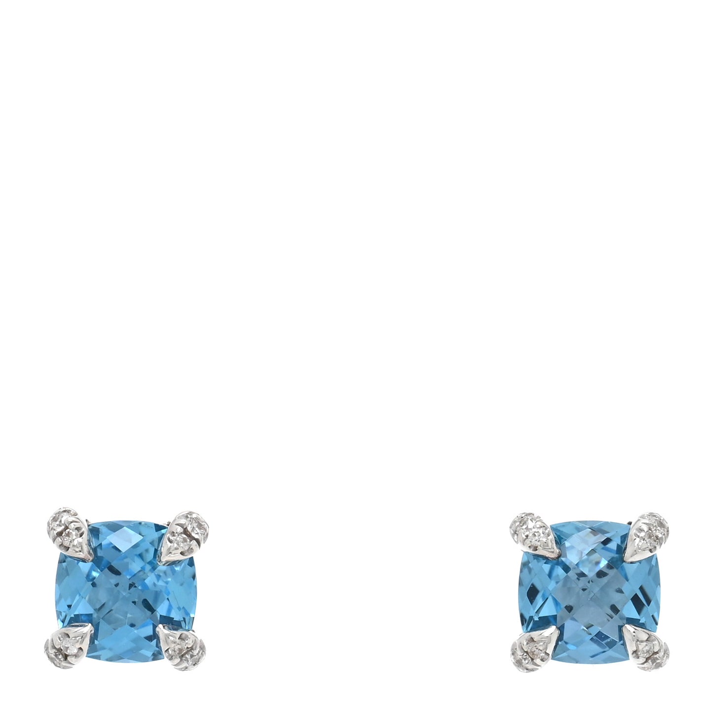 Sterling Silver Diamond Blue Topaz Petite Chatelaine Earrings