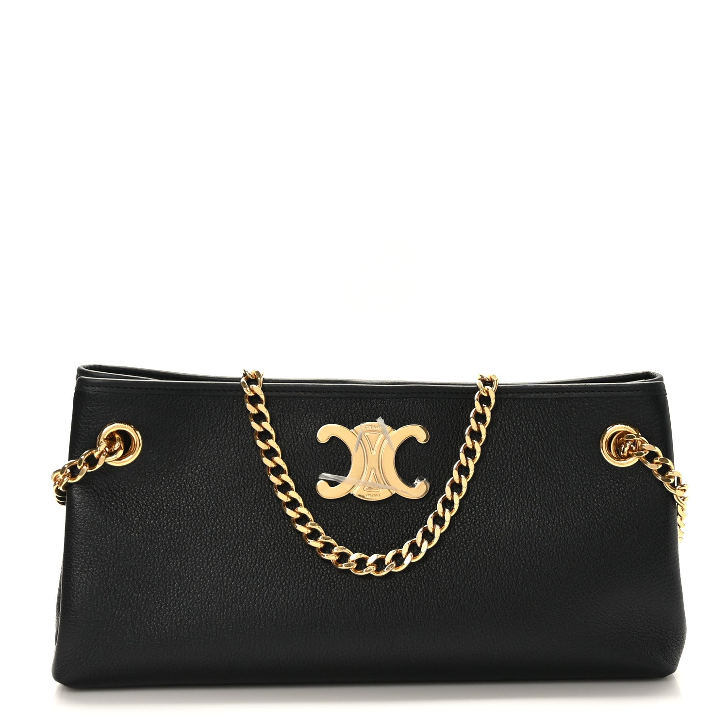 Celine Supple Grained Calfskin Medium Newspaper Bag Black 1395336