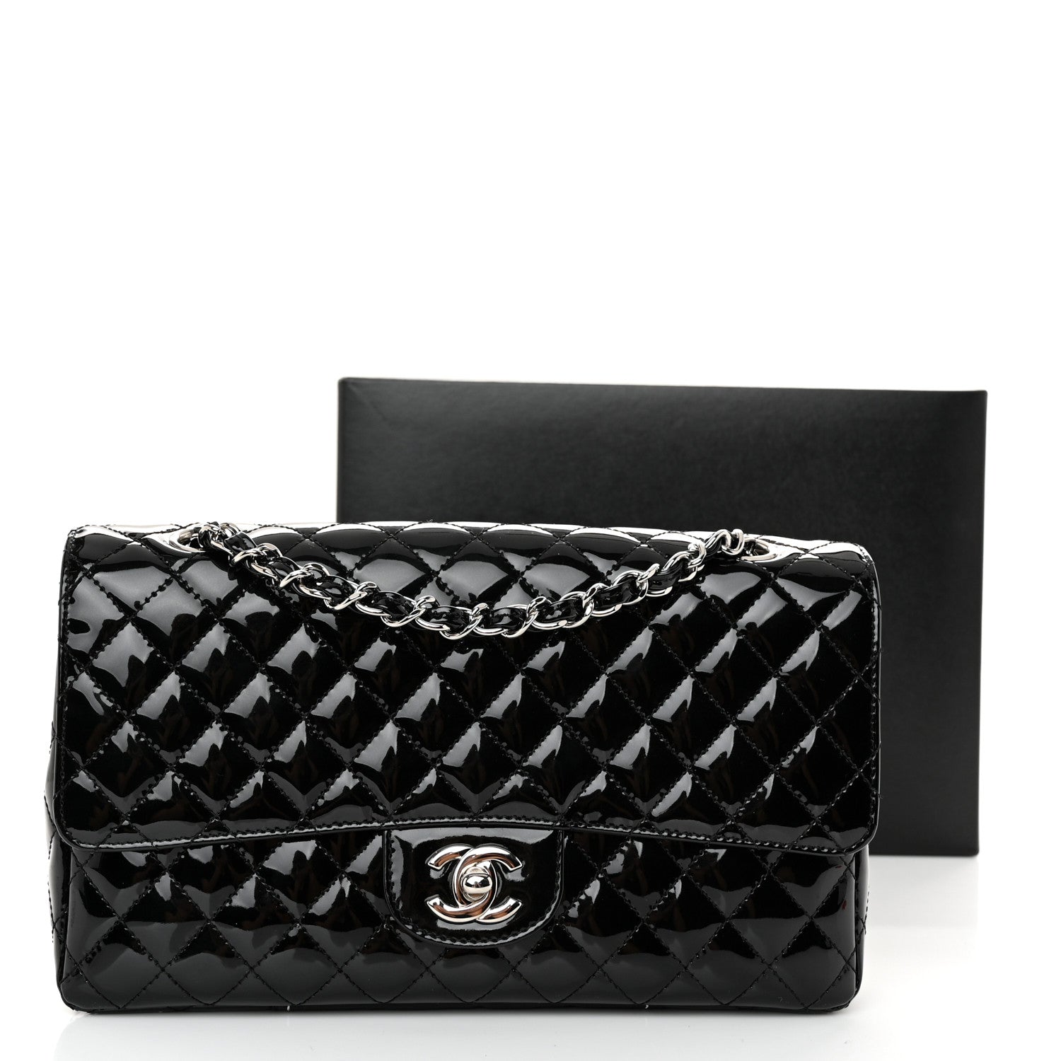 Chanel Patent Quilted Secret Label Medium Flap Black 11 of 11