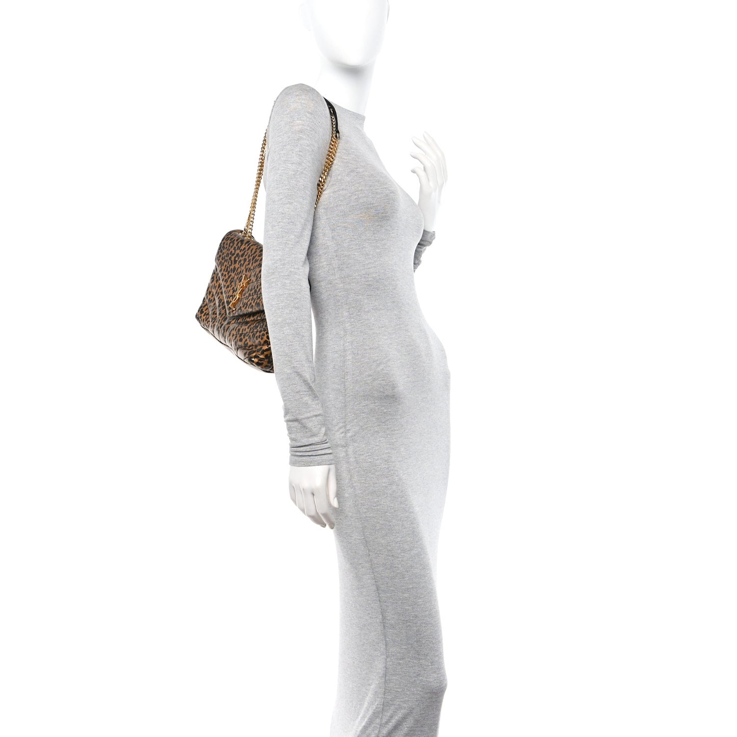 Calfskin Y Quilted Monogram Small Loulou Chain Satchel Leopard