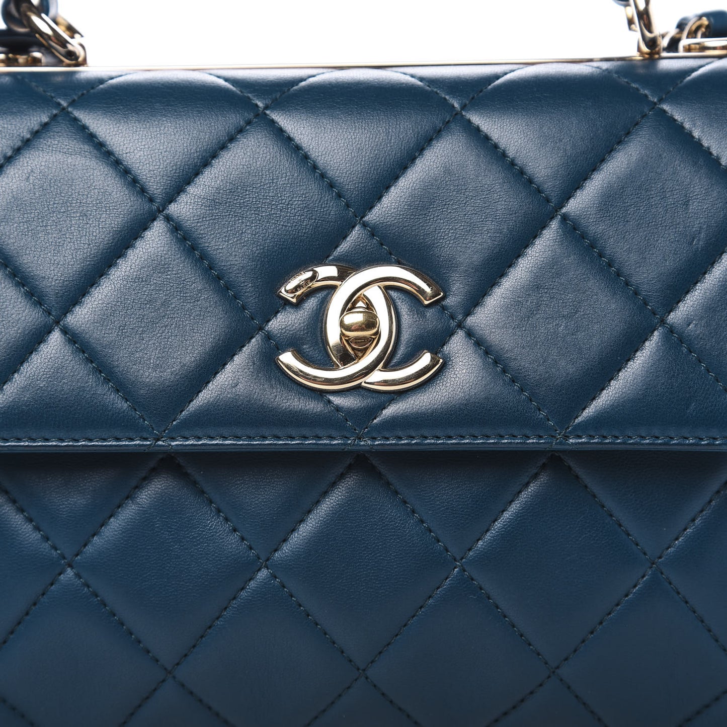 Lambskin Quilted Small Trendy CC Flap Dual Handle Bag Blue
