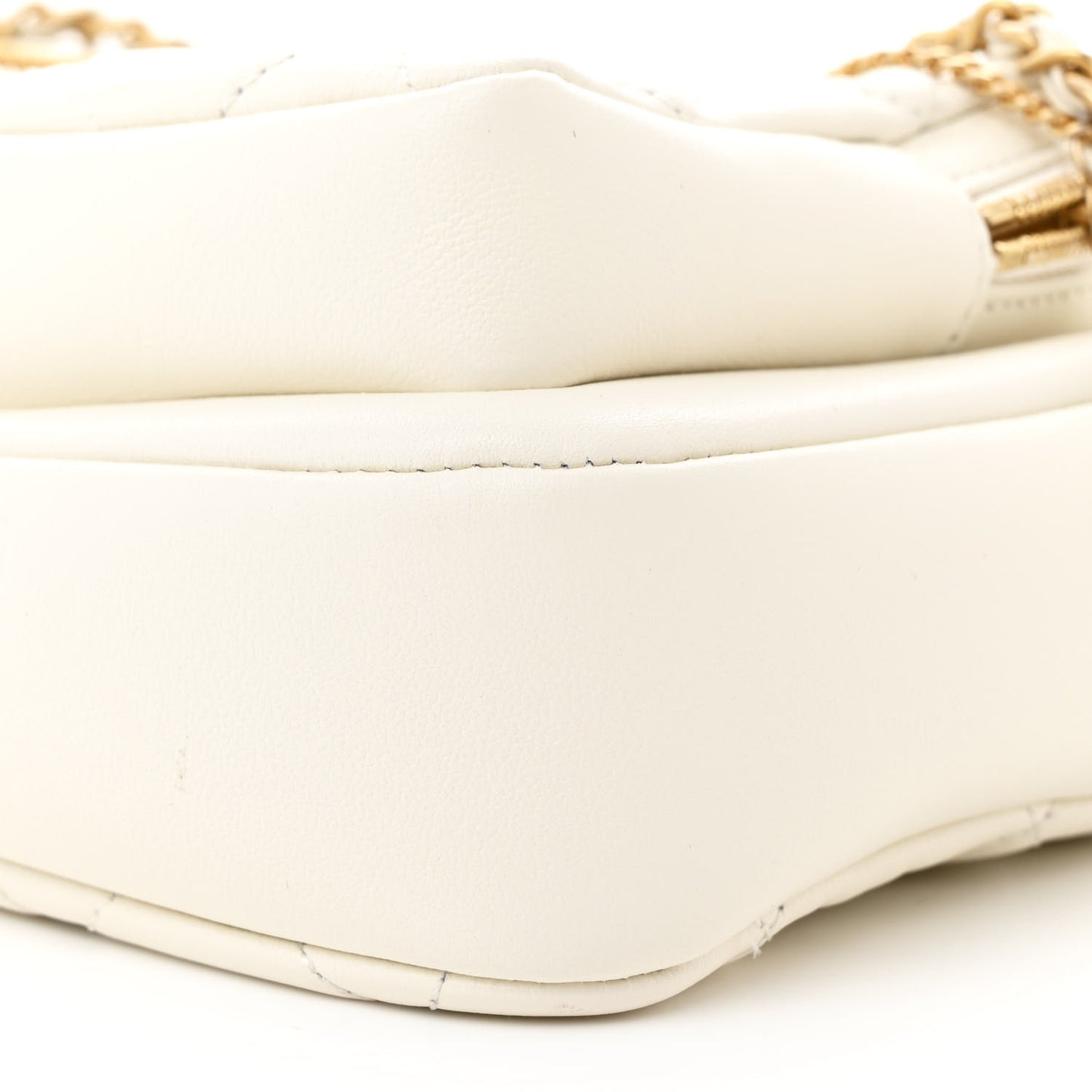 Calfskin Quilted Small Camera Case White