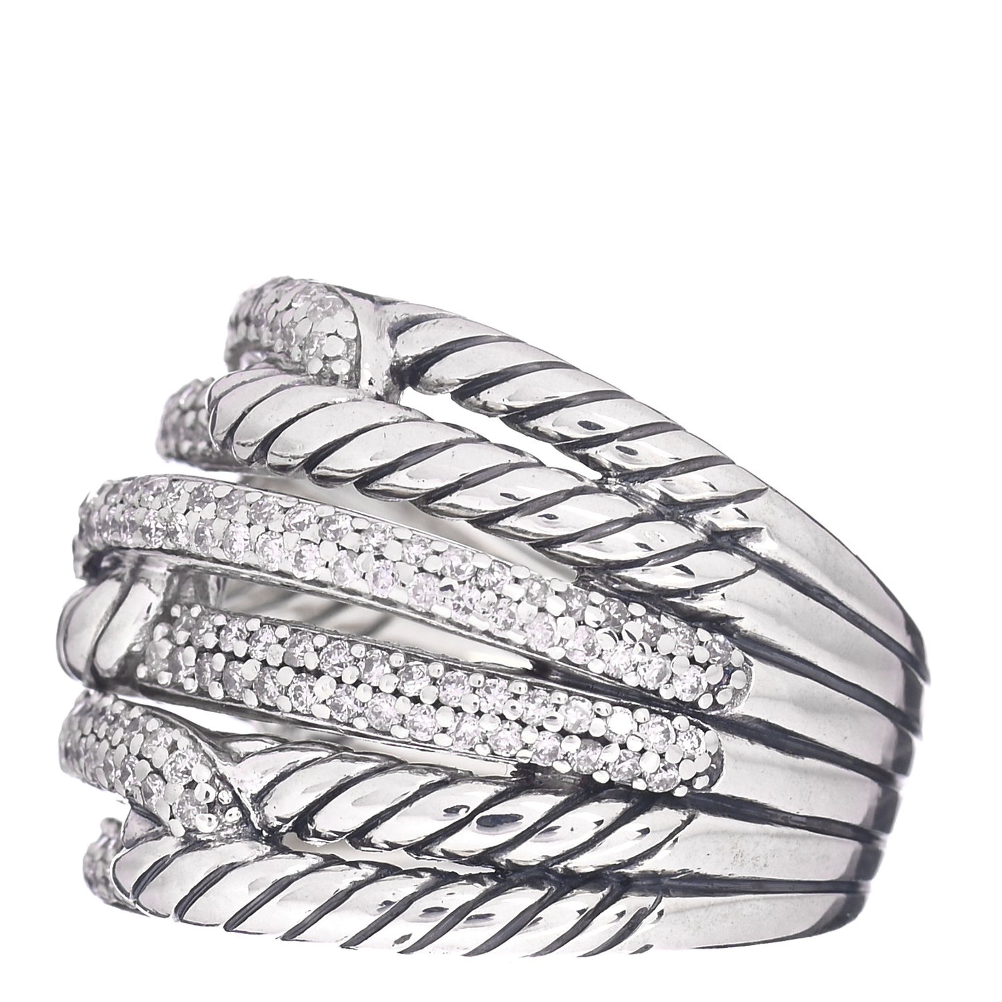 Sterling Silver Diamond 19mm Labyrinth Triple Loop Ring 52 6
