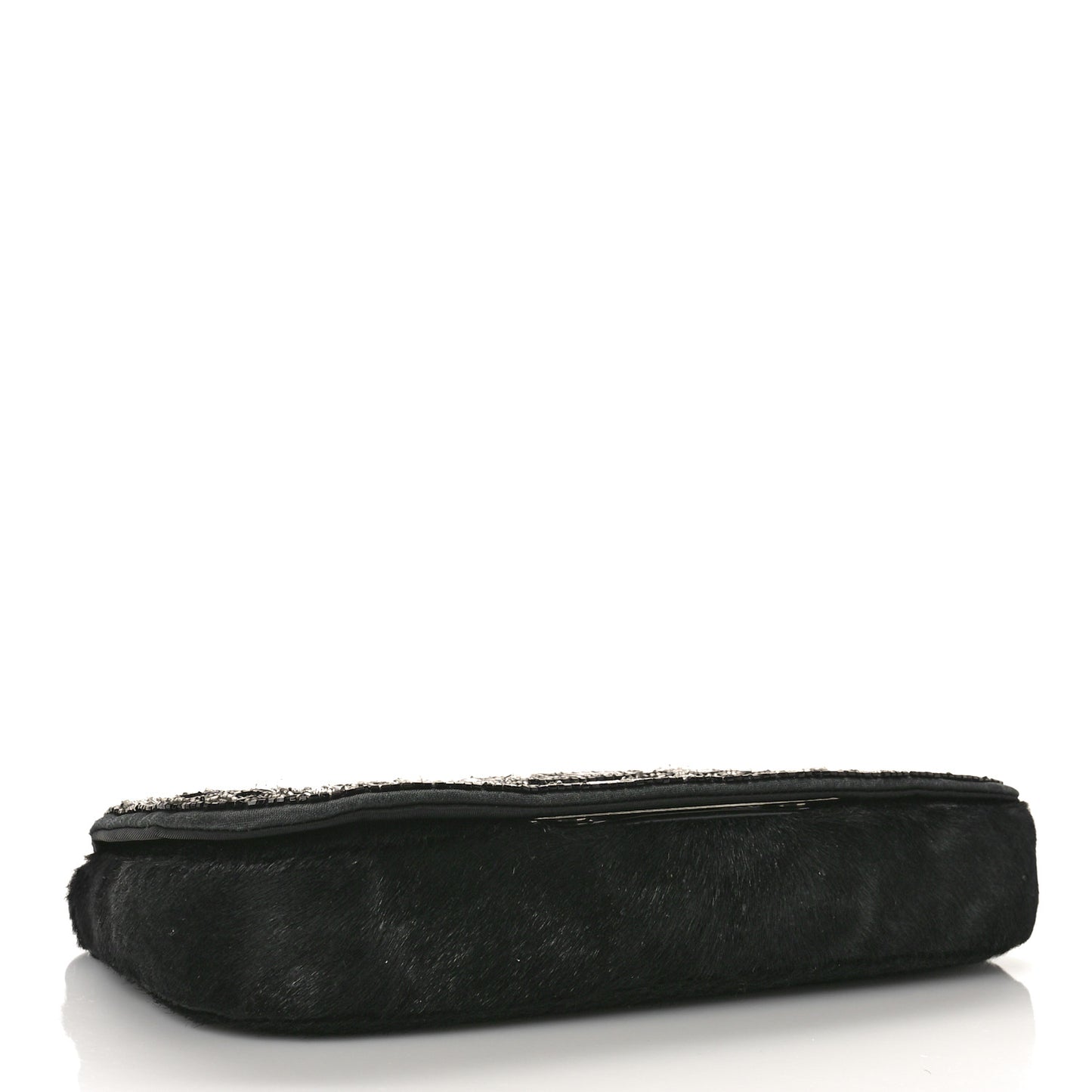 Embellished Pony Hair Maris Pearl Shoulder Bag Black Silver
