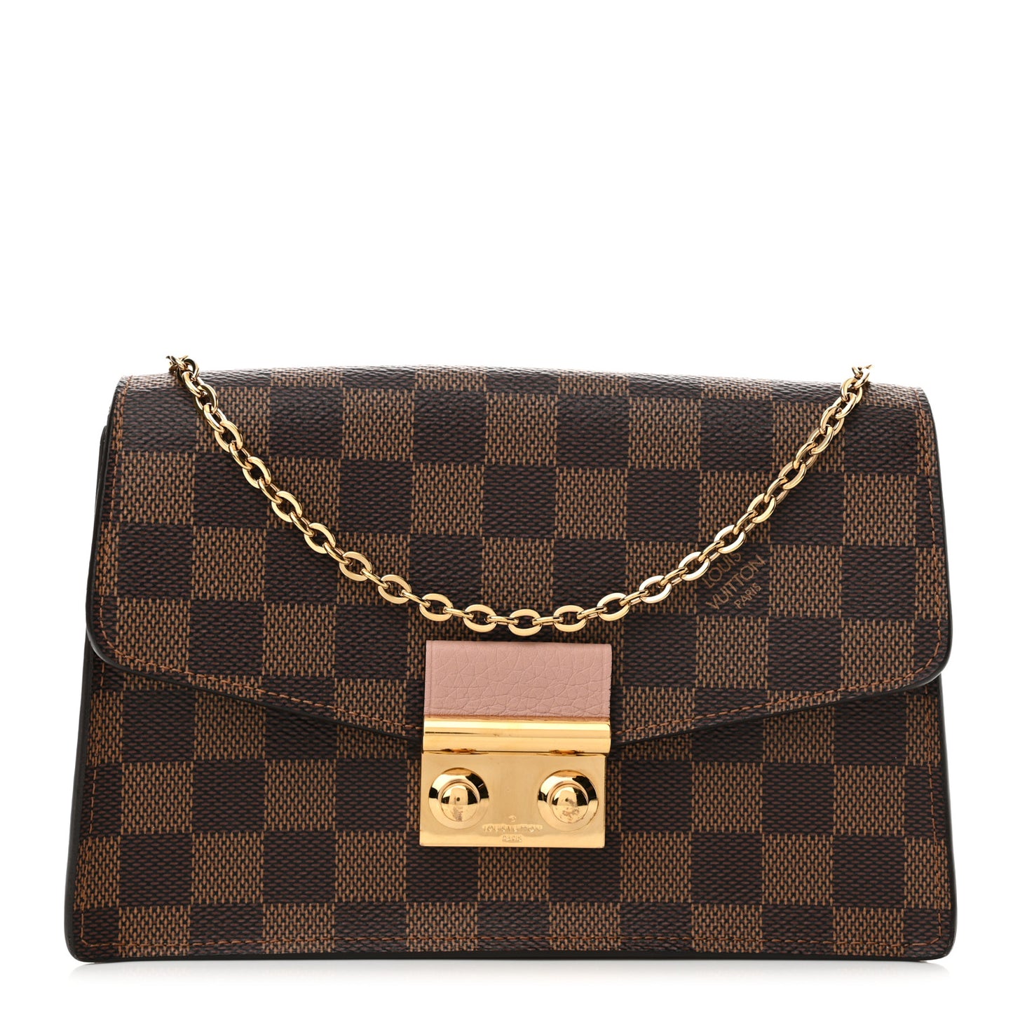 Damier Ebene Croisette Chain Wallet Magnolia