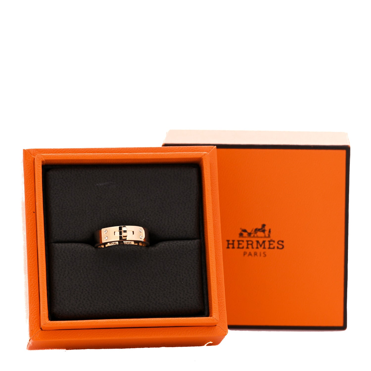 Hermes 18K Rose Gold Diamond PM Kelly Ring 50 5.5 5 of 5