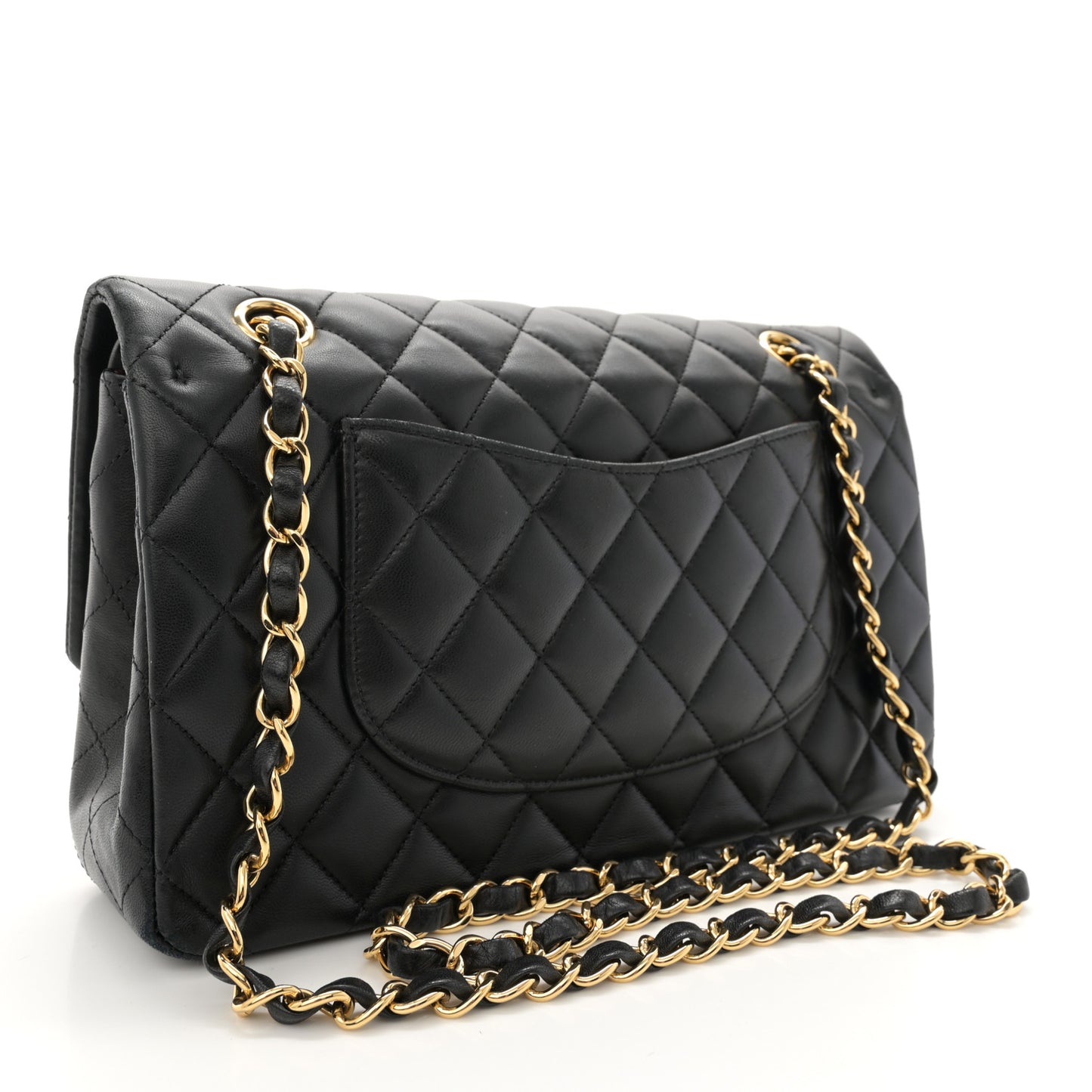 Lambskin Quilted Medium Double Flap Black