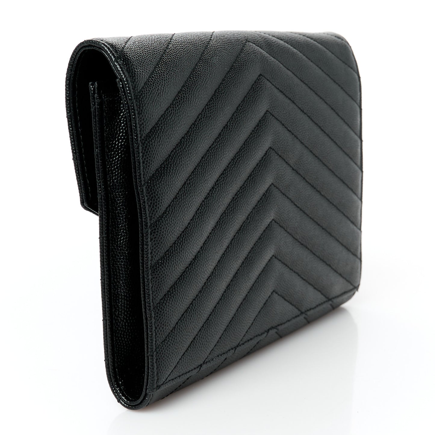 Grain De Poudre Matelasse Chevron Monogram Envelope Clutch Black