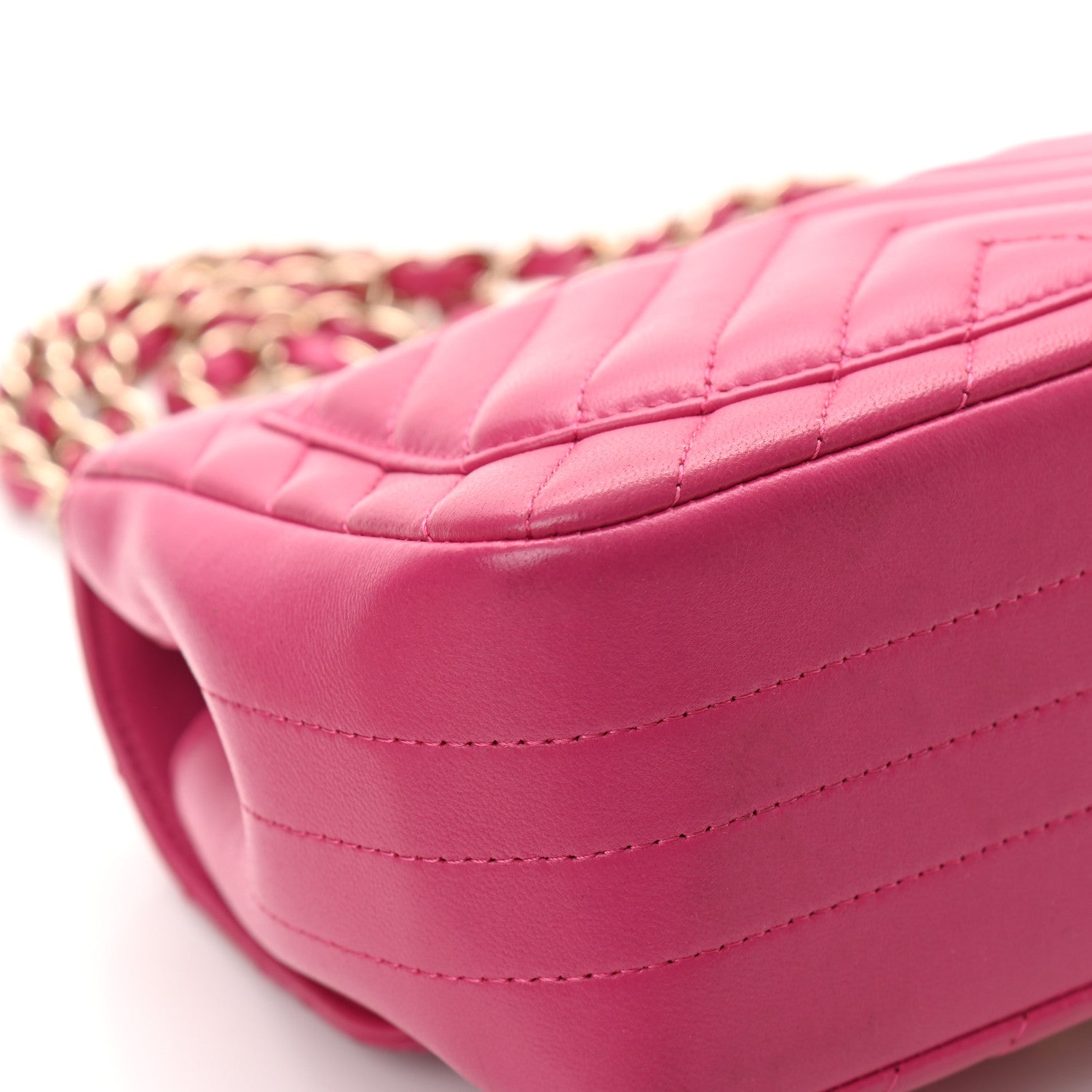 Chanel Lambskin Chevron Quilted Mini Square Flap Fuchsia 12 of 16