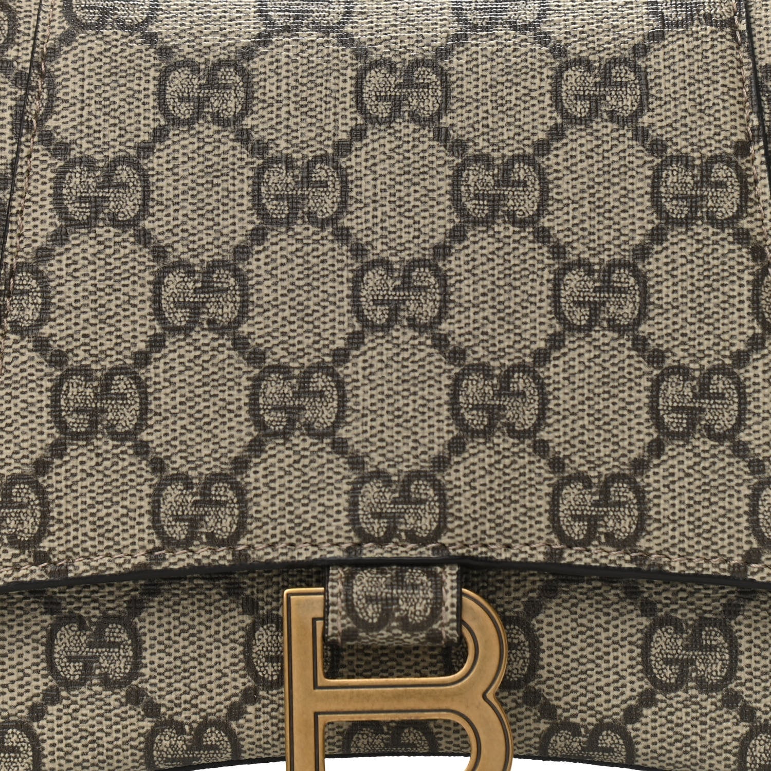 Balenciaga X GUCCI GG Supreme Monogram Small Hourglass Top Handle Bag Beige Ebony 7 of 9