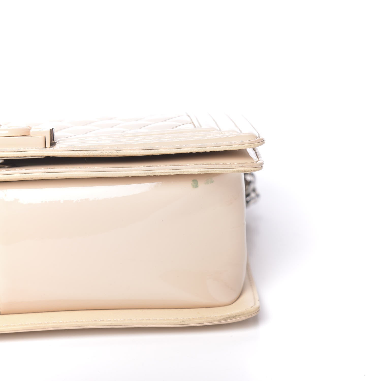 Chanel Patent Calfskin Quilted Medium Plexiglass Boy Flap Beige 13 of 16
