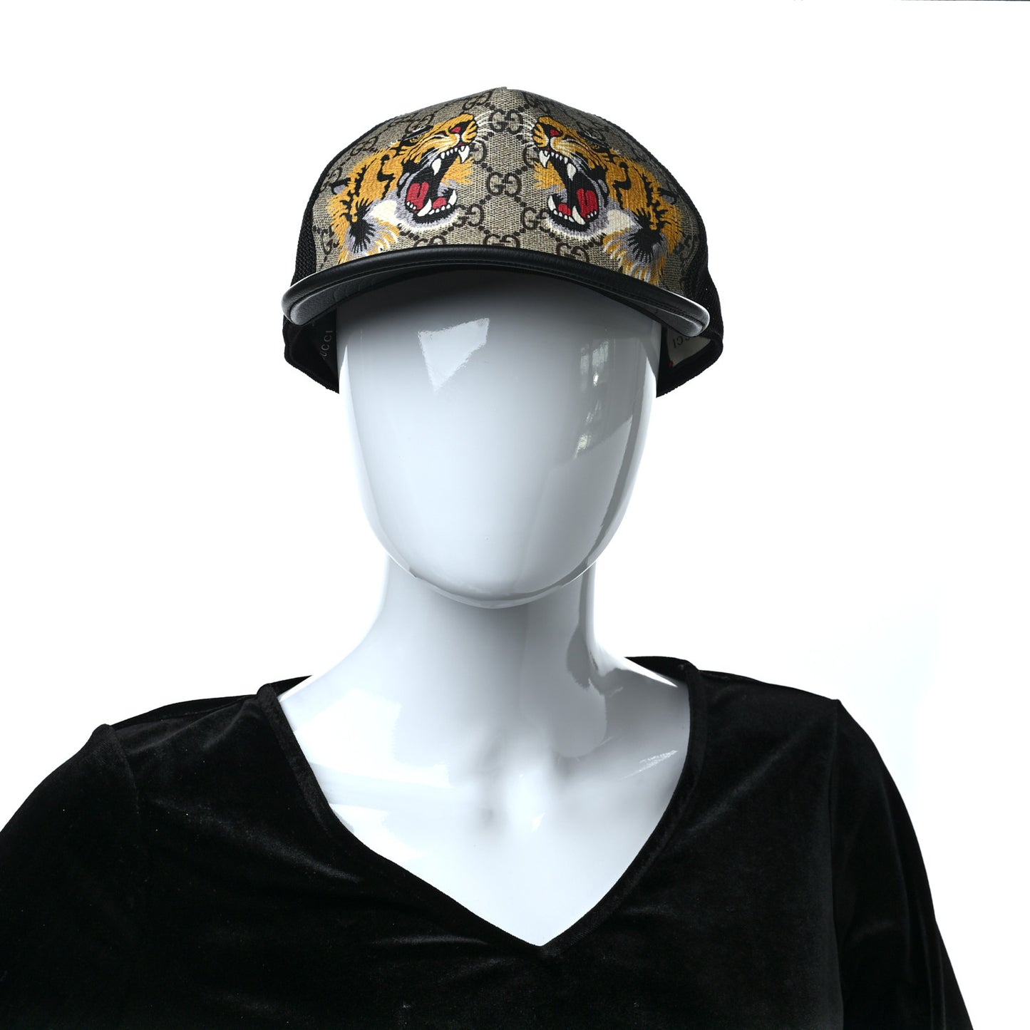 GG Supreme Monogram Tiger Print Baseball Hat XL Beige