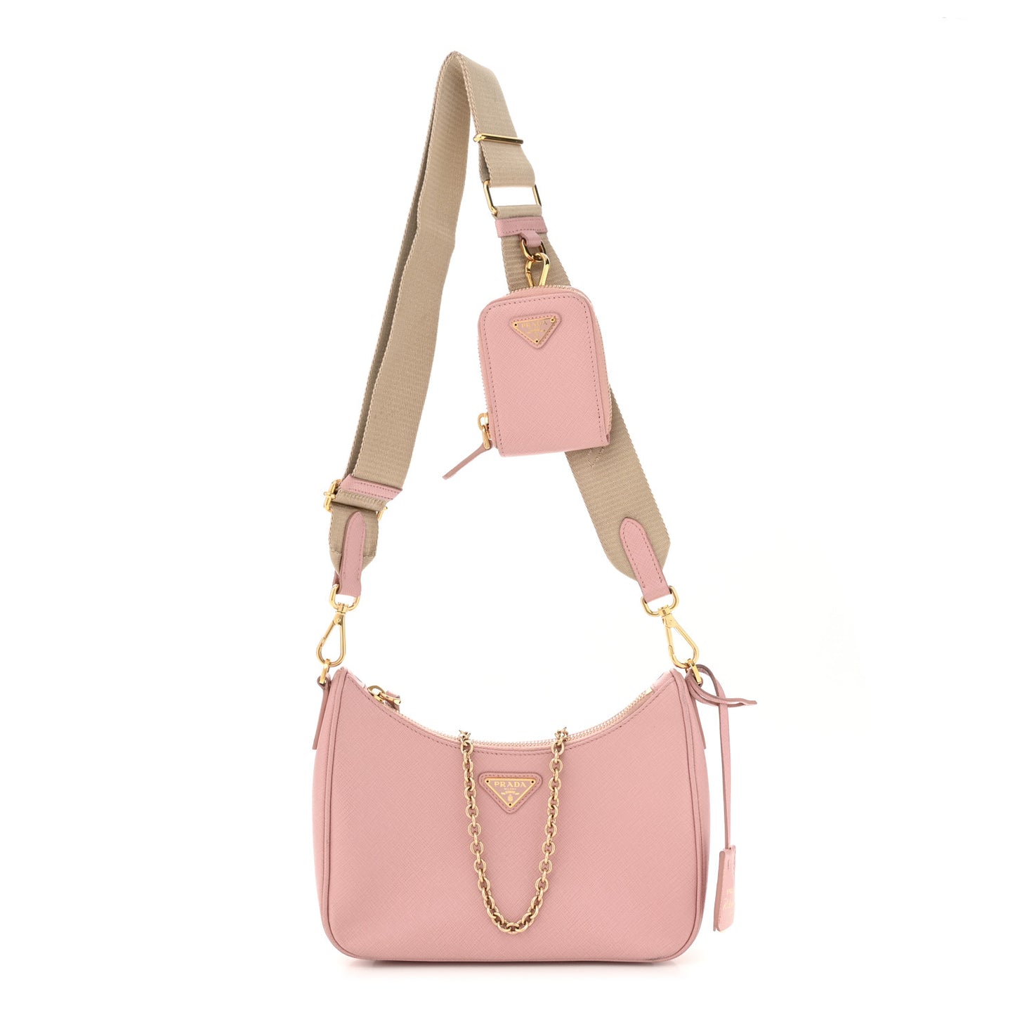 Saffiano Lux Re-Edition 2005 Shoulder Bag Alabastro