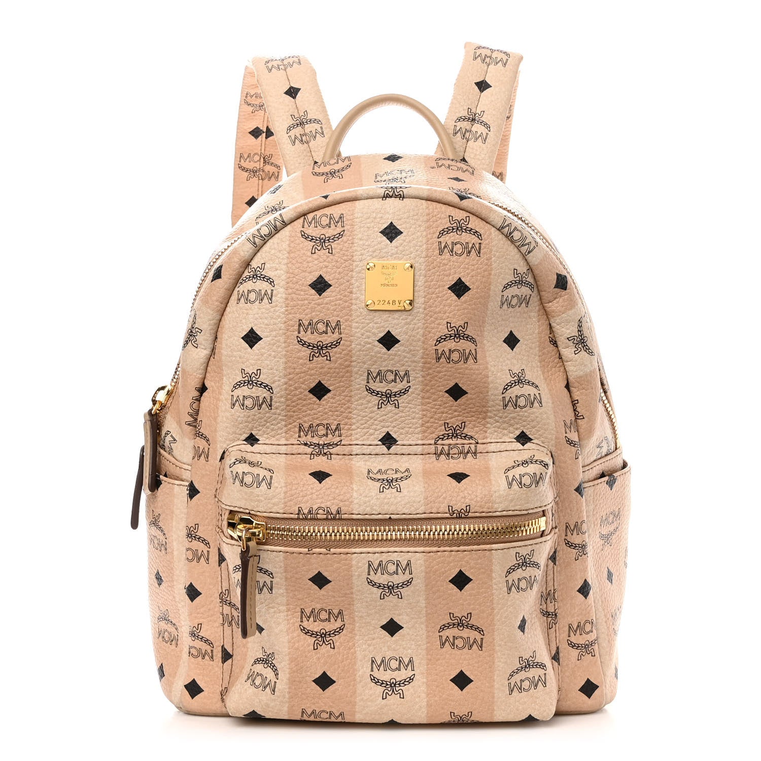 Authentic MCM Beige Logo Print Mini Backpack MCM Beige Visetos Side Stud Mini Stark Backpack main image 3