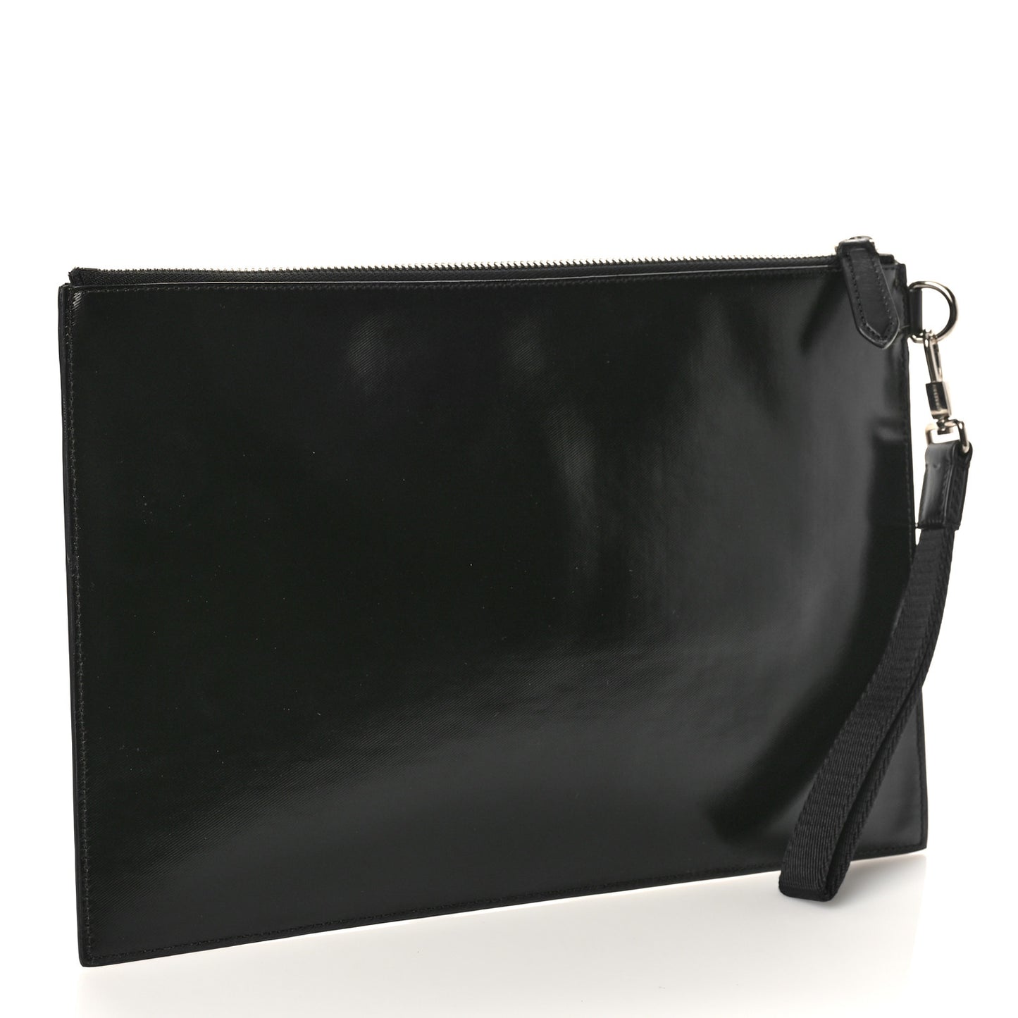 Smooth Calfskin TB Patch Zip Pouch Black Multicolor