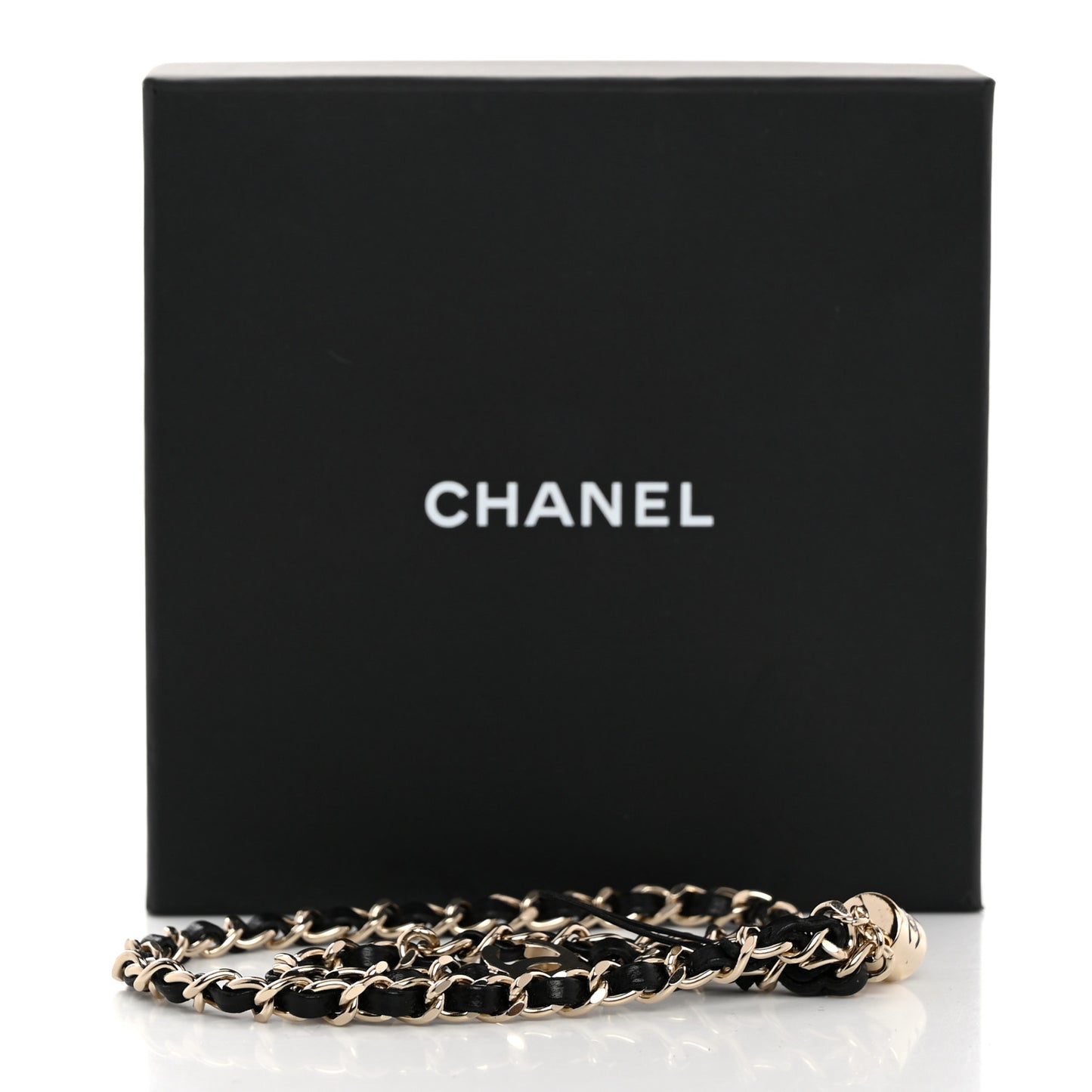 Metal Lambskin CC iPhone Chain Strap Gold Black