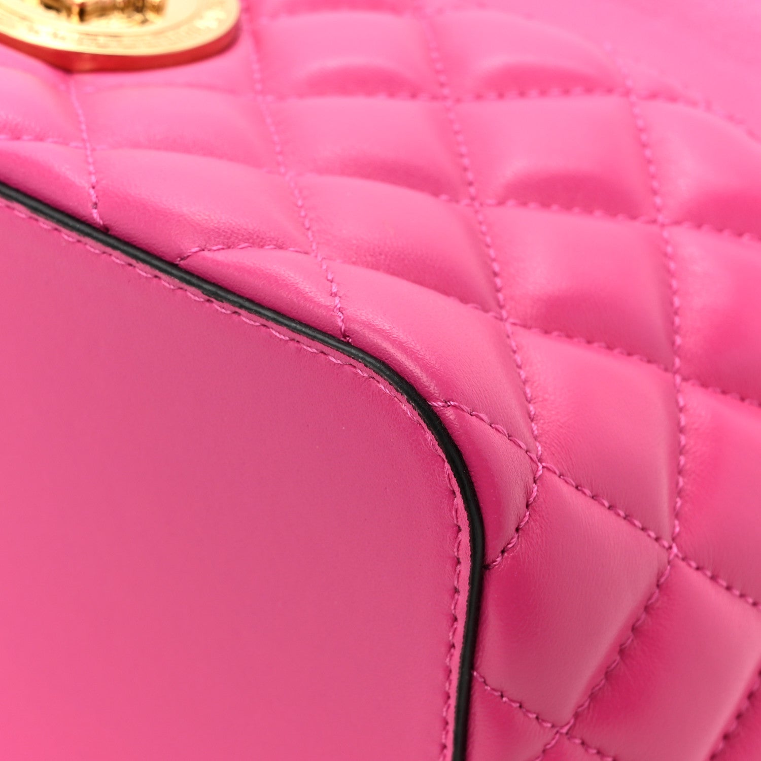 Versace Nappa Quilted Medusa Top Handle Bucket Bag Fuchsia 11 of 12