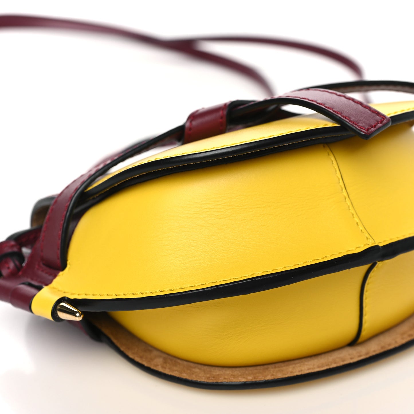 Calfskin Mini Gate Crossbody Bag Wine Yellow