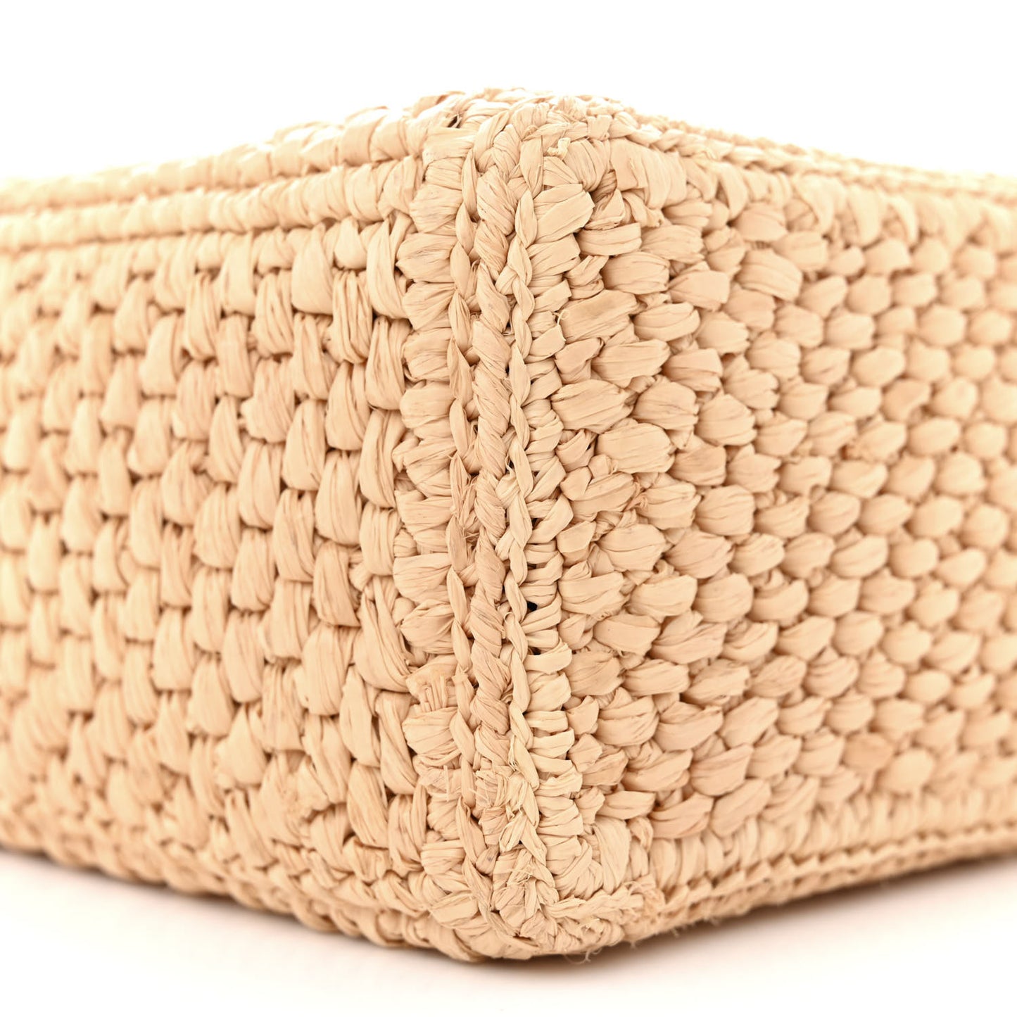 Raffia Calfskin Standard A4 Tote Bag Natural Black