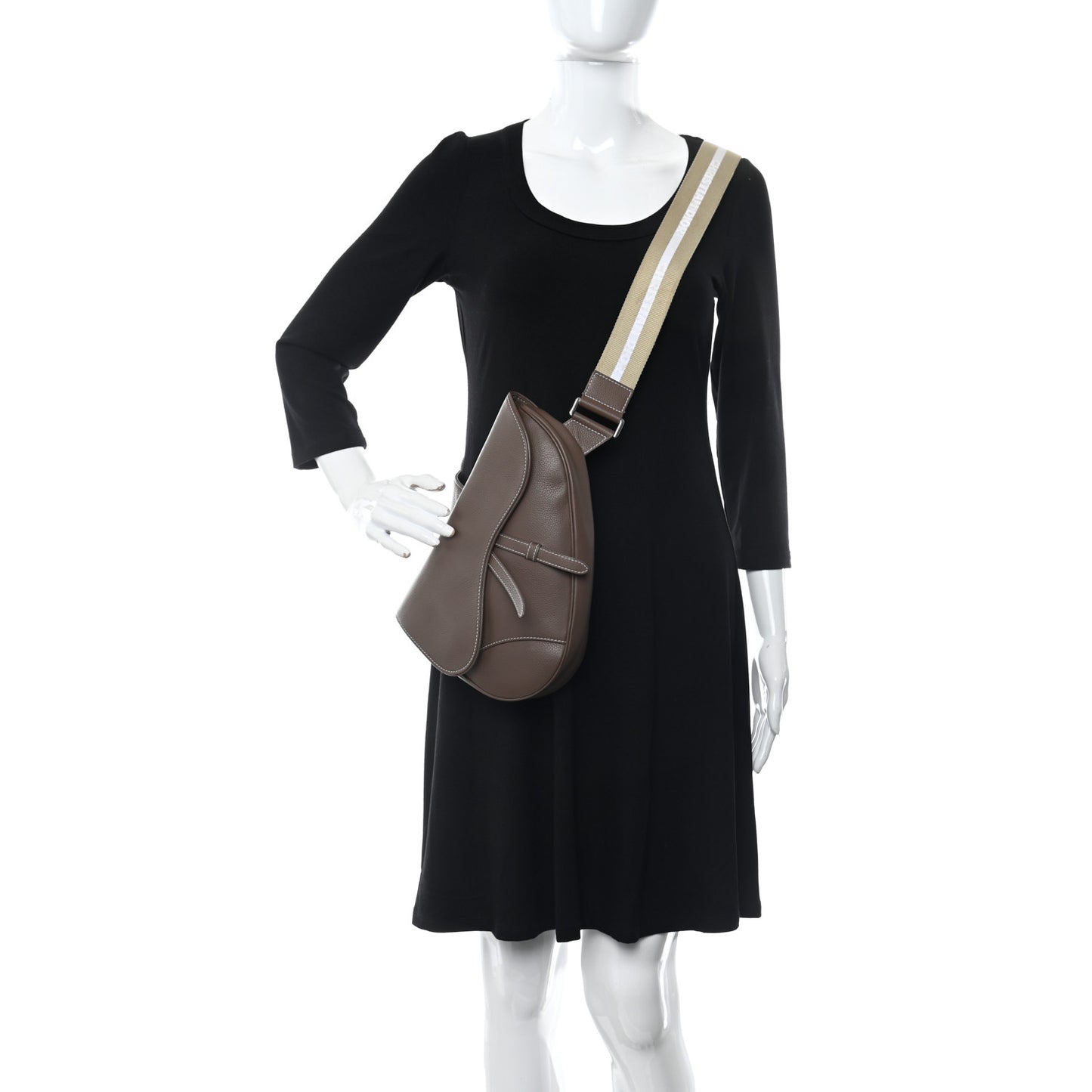 Grained Calfskin Kim Jones Saddle Bag Brown