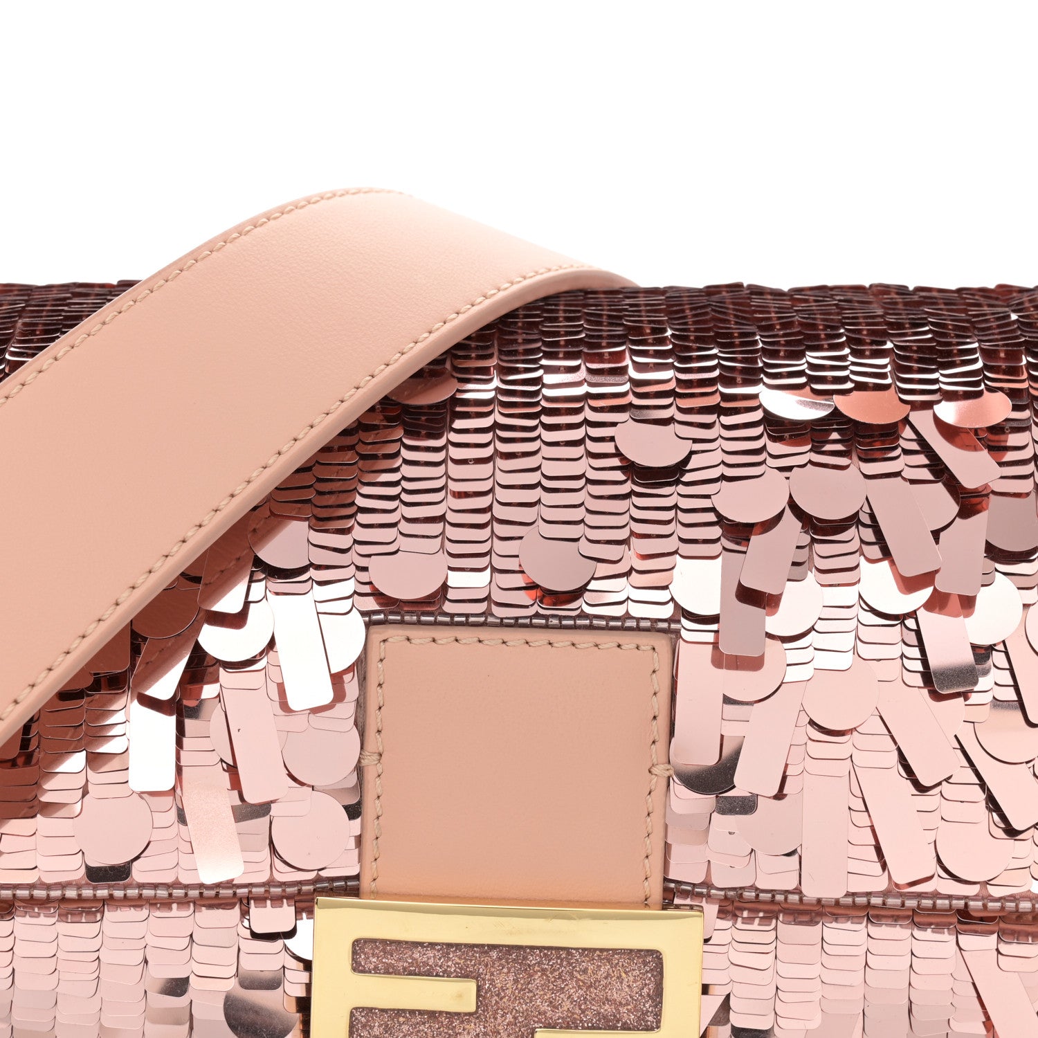Fendi Sequin Paillettes Vitello Grace Sex and the City Baguette Baby Pink 8 of 10