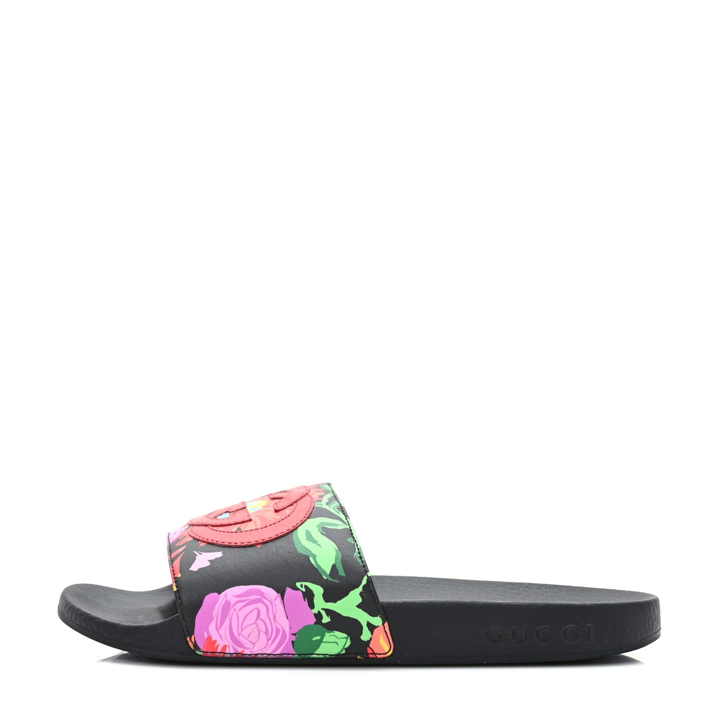 X KEN SCOTT Rubber Infinity Jenni Interlocking G Womens Pool Slide Sandals 35 Black Pink