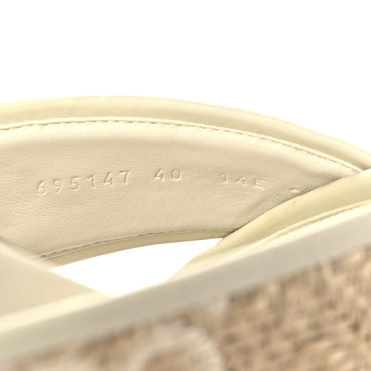 Raffia GG Monogram Criss Cross Slide Sandals 40 Natural Mystic White