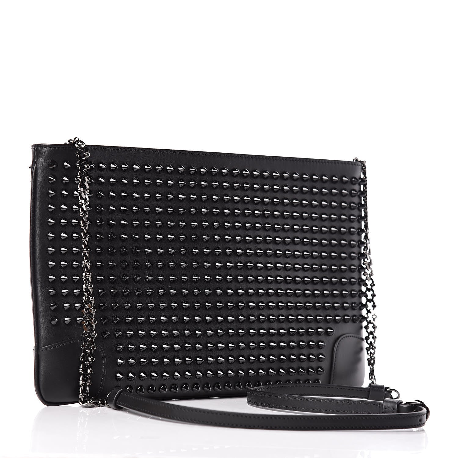 Christian Louboutin Calfskin Studded Loubiposh Clutch Black 3 of 10