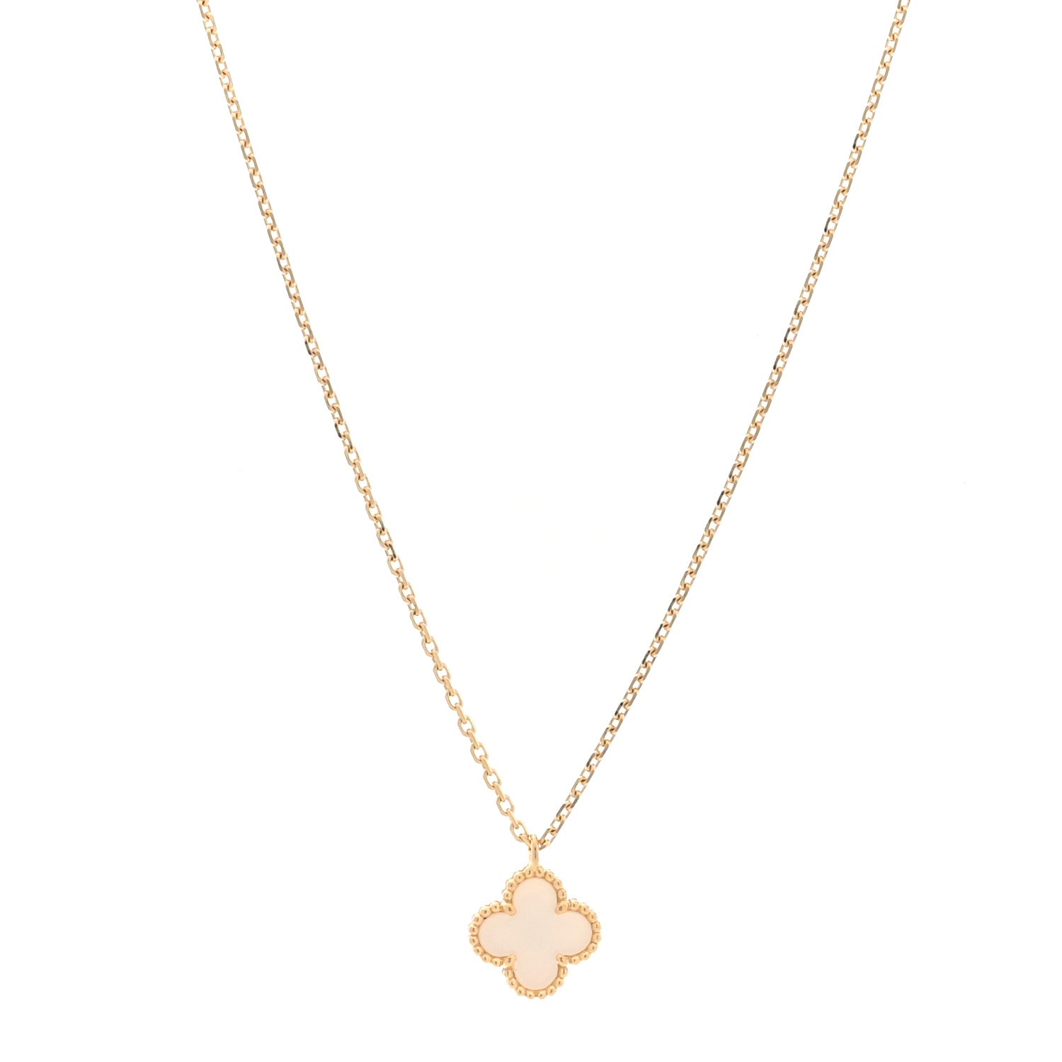 Van Cleef & Arpels 18K Yellow Gold Mother of Pearl Sweet Alhambra Pendant Necklace 1 of 4