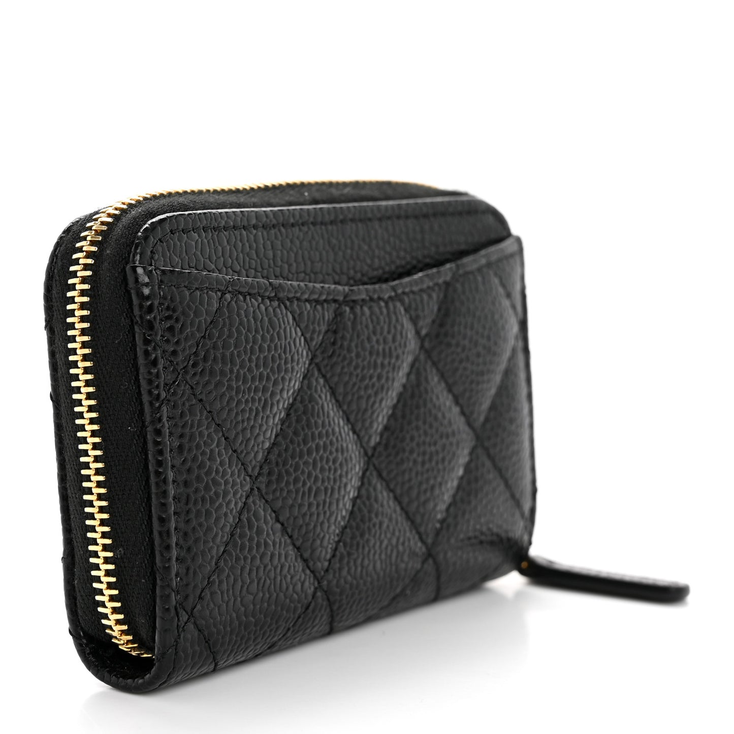 Caviar Quilted Zip Coin Purse Black
