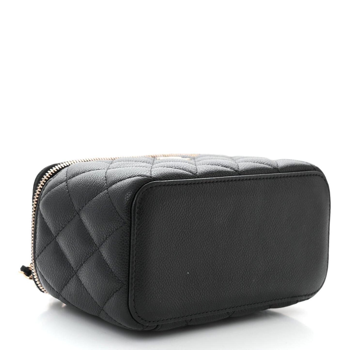 Caviar Quilted Small Tiny CC Vanity Case With Chain Black