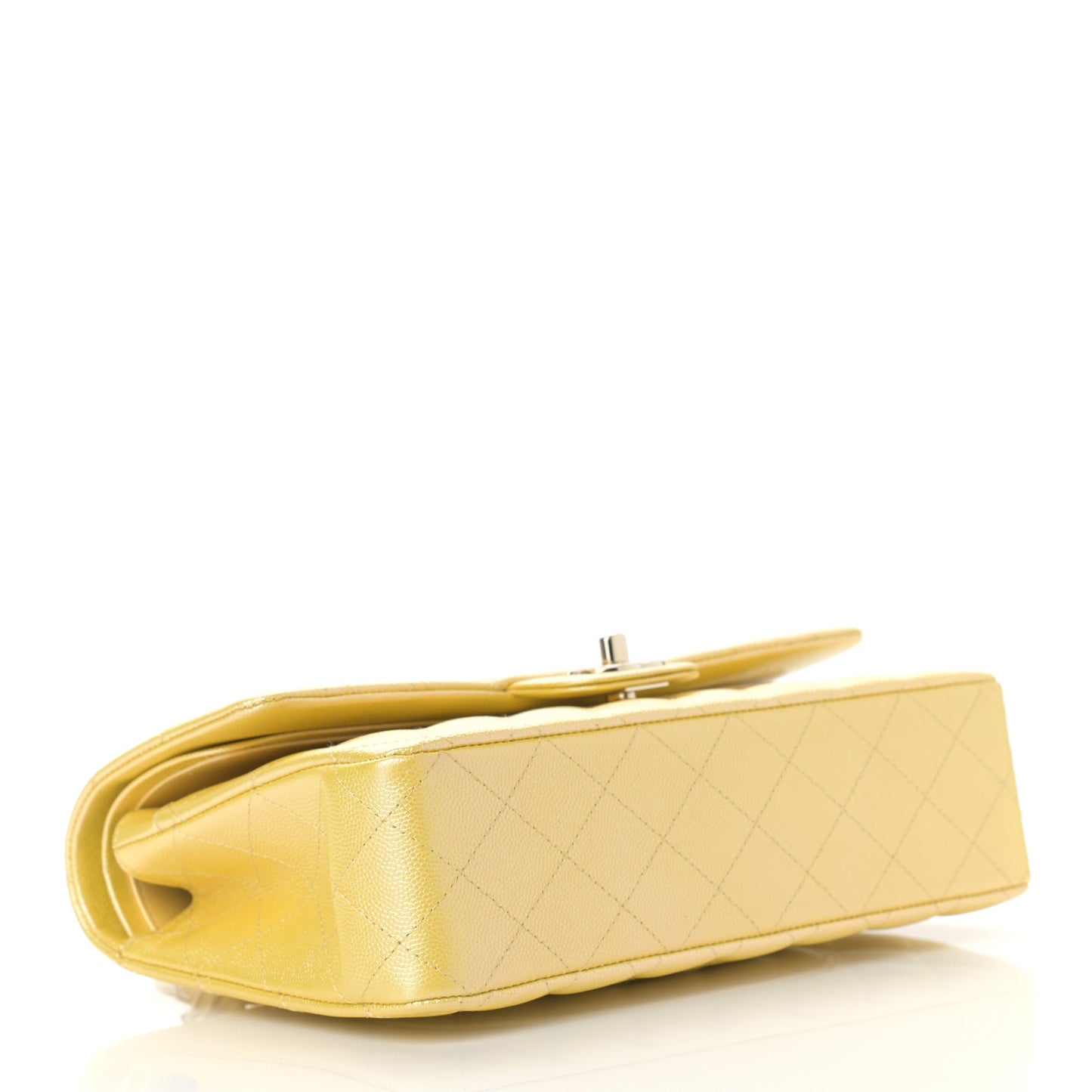 Iridescent Caviar Quilted Medium Double Flap Yellow