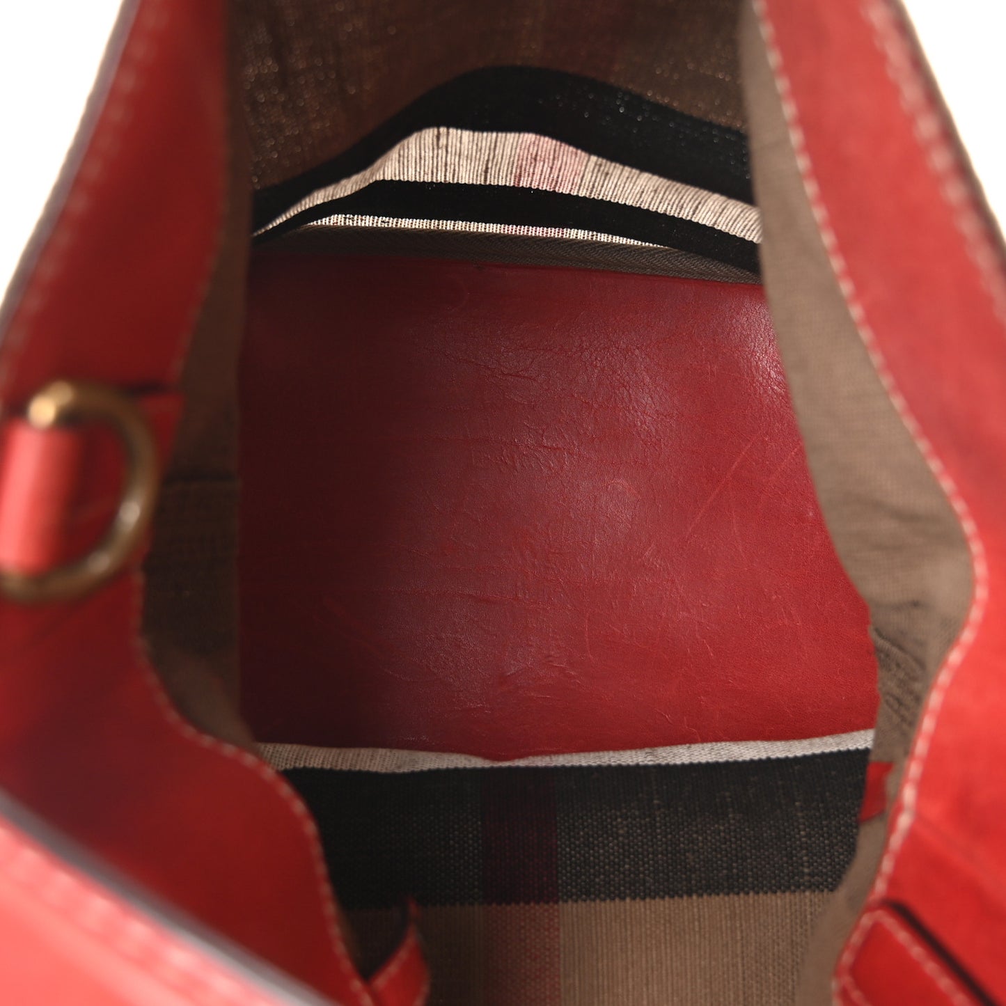 Canvas Mega Check Medium Ashby Bucket Bag Red