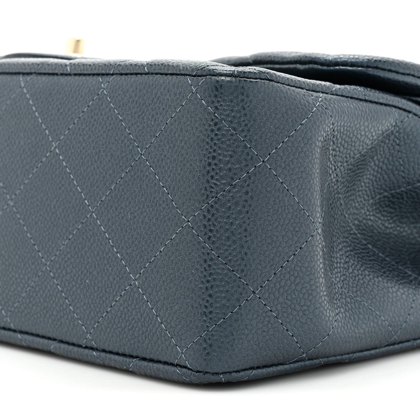 Metallic Caviar Quilted Jumbo Double Flap Dark Blue