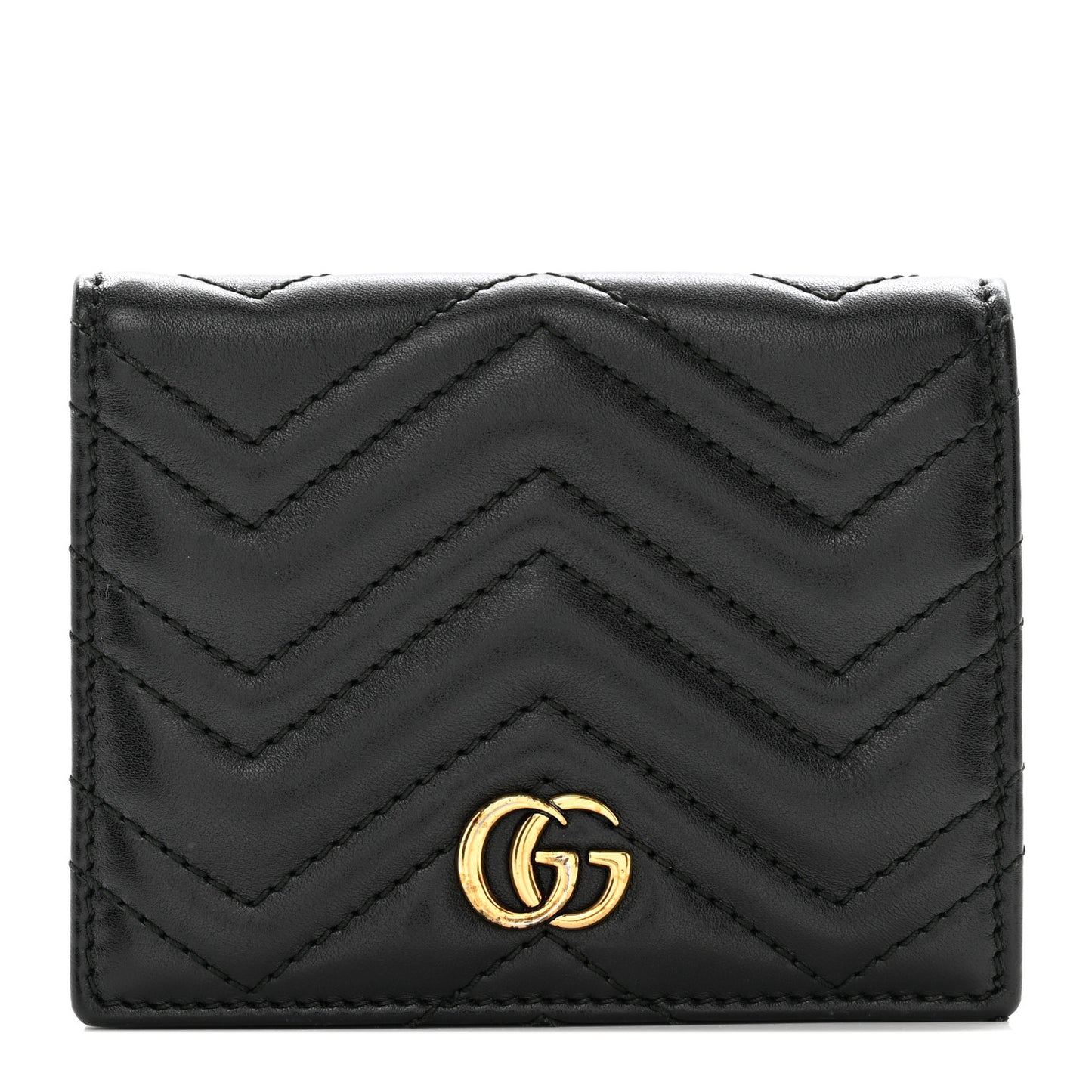 Calfskin Matelasse GG Marmont Card Case Wallet Black