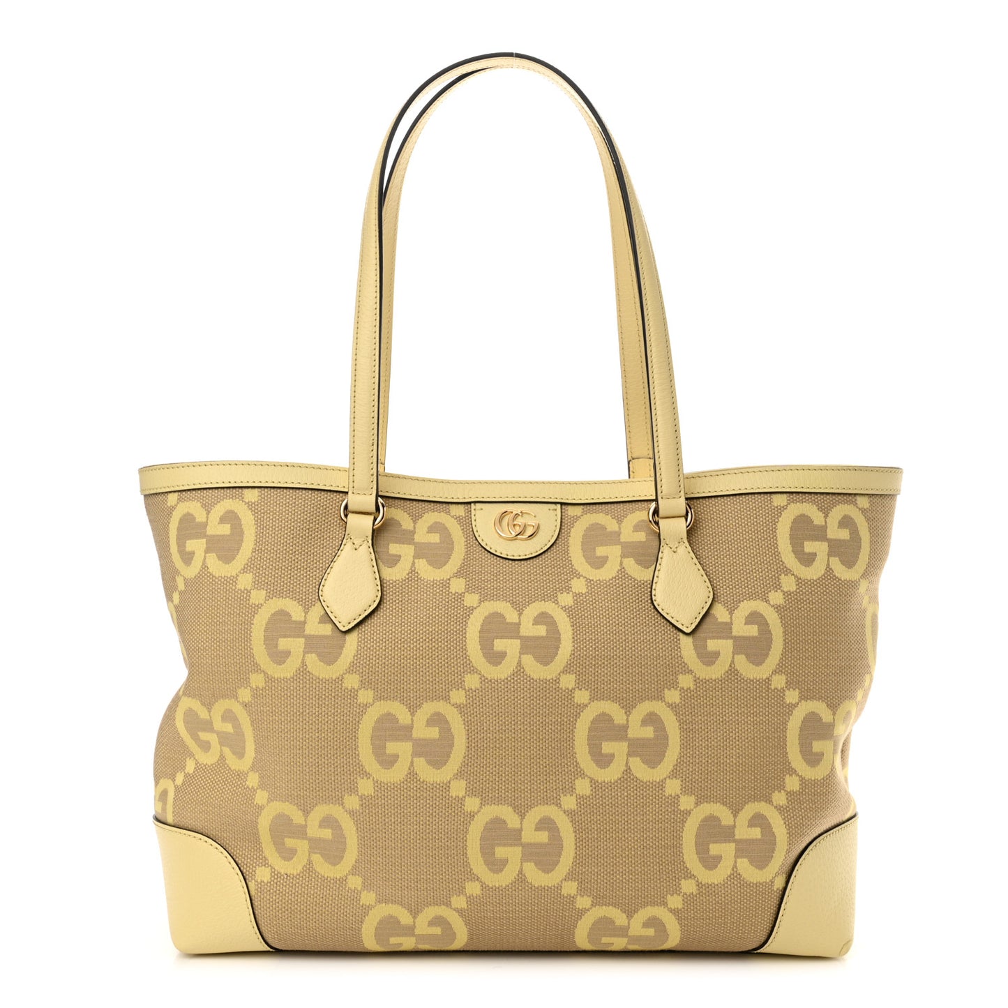 Monogram Jumbo GG Textured Dollar Calfskin Medium Ophidia Shopping Tote Yellow
