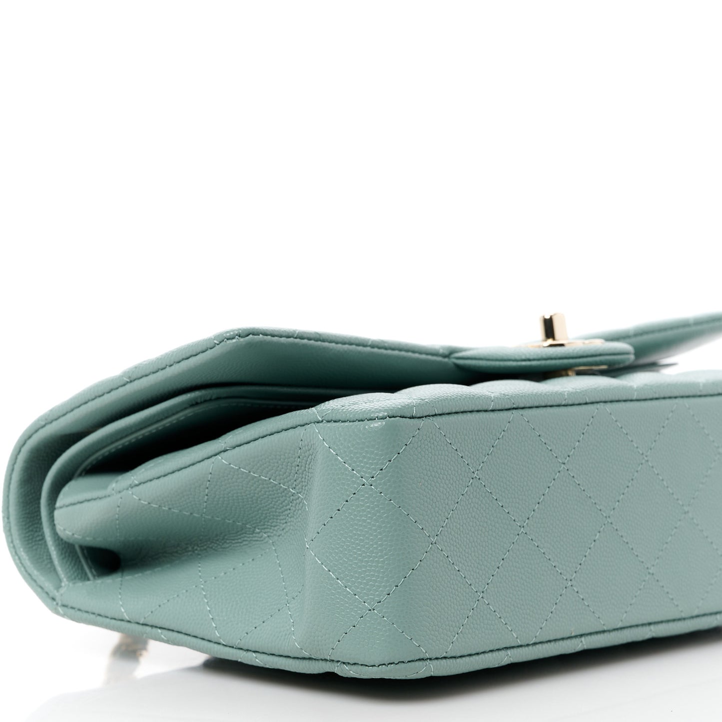 Caviar Quilted Medium Double Flap Dark Green