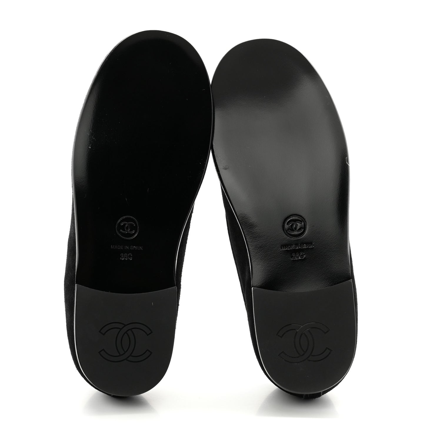 Suede Calfskin CC Loafers 36 Black