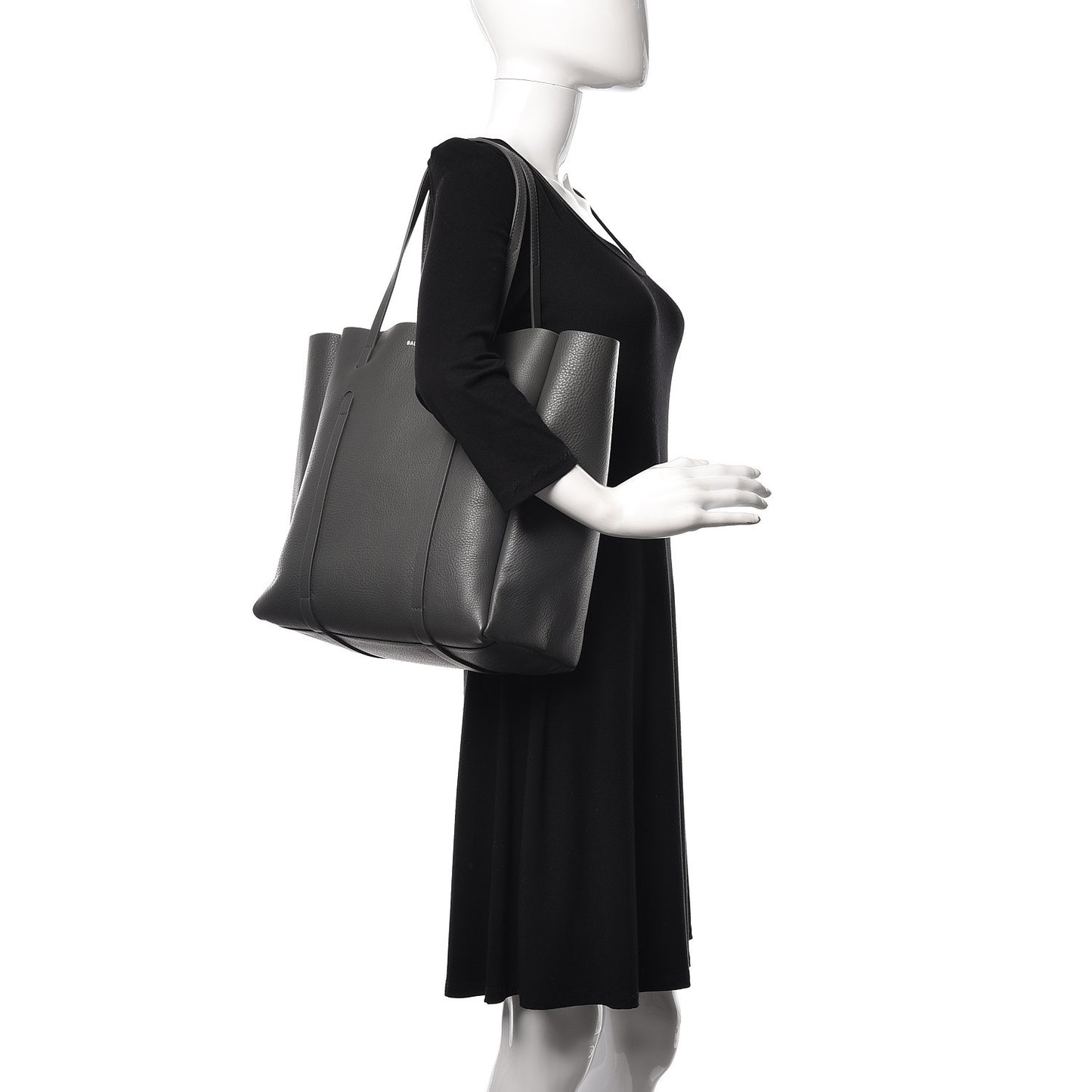 Veau Baltimore Double Sided Small Everyday Tote Gris Fossile Black