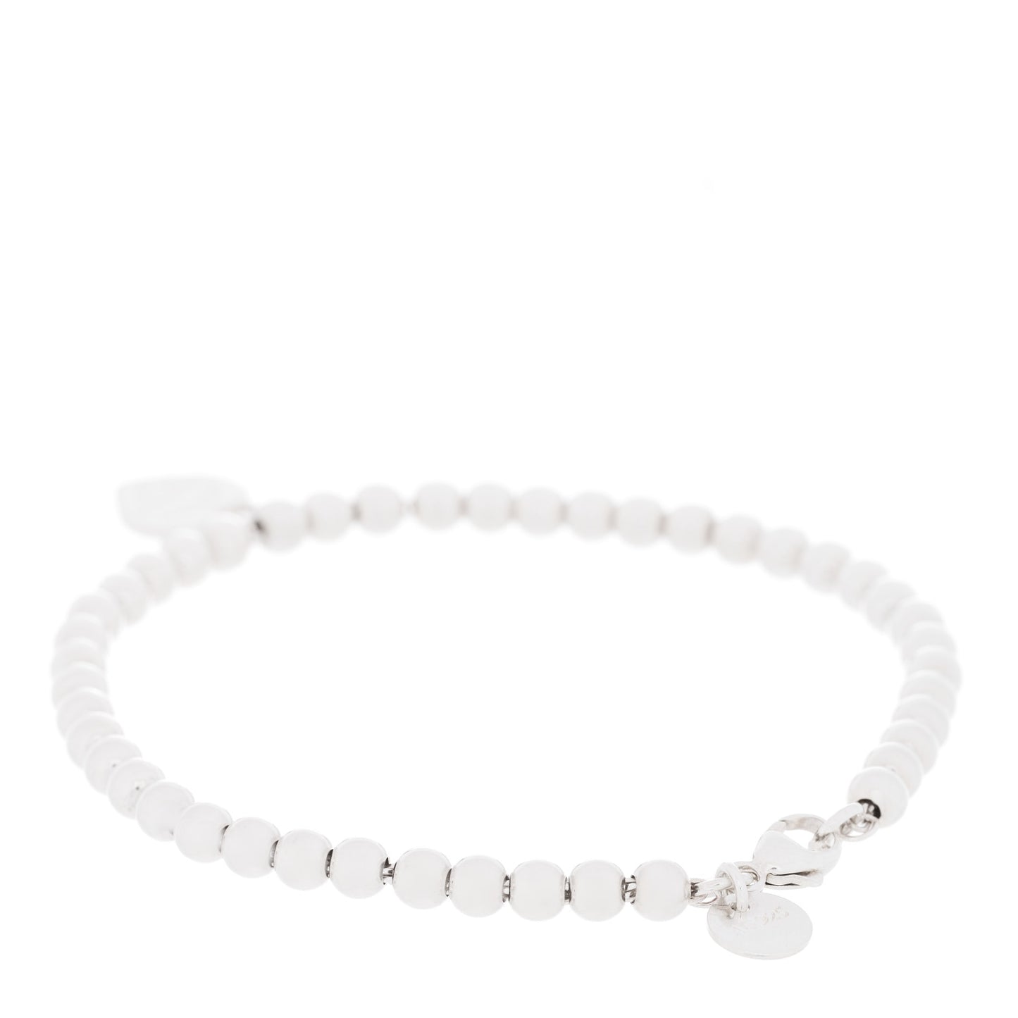 Sterling Silver Enamel 4mm Return To Tiffany Heart Tag Bead Bracelet Pink